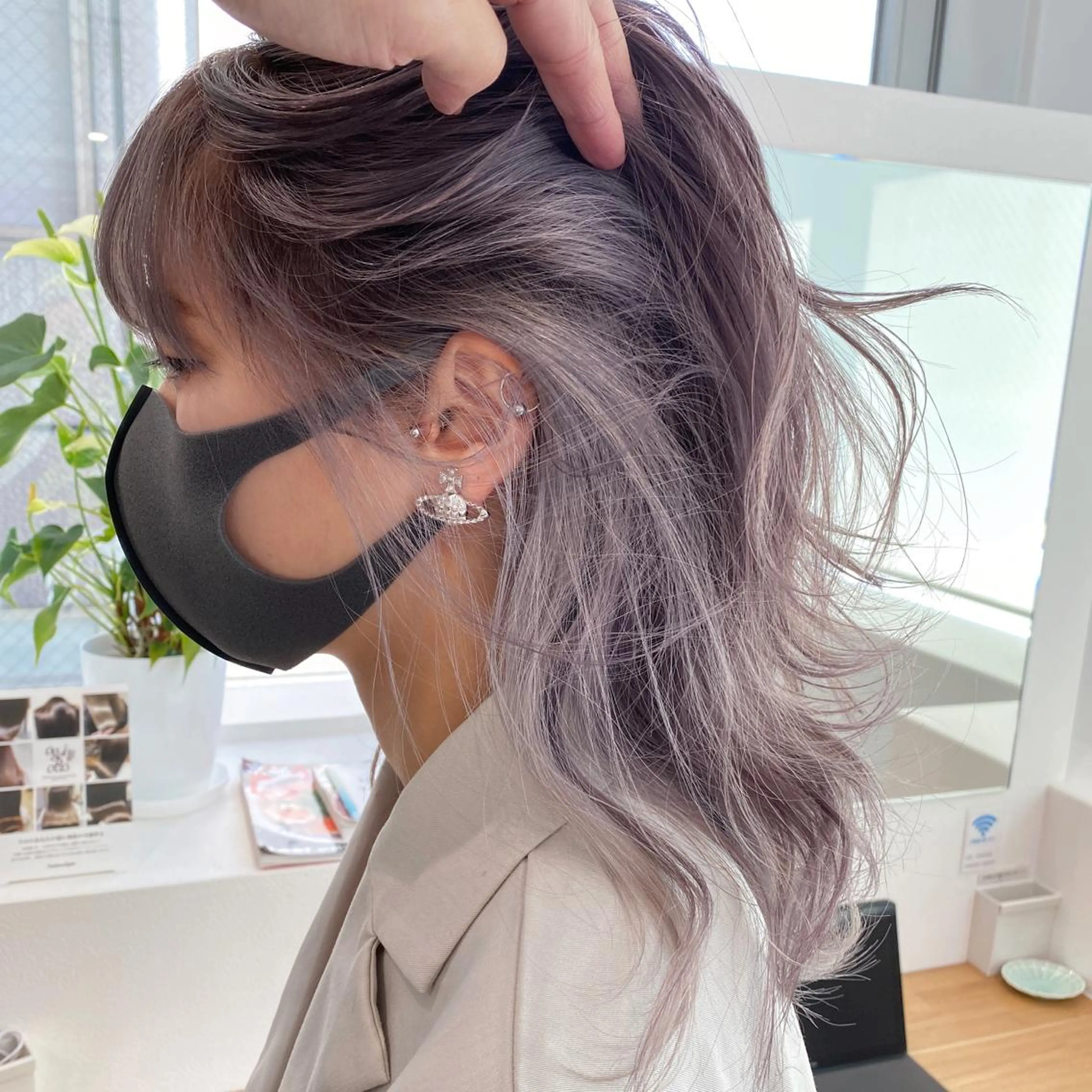 セミロング カラー ラベンダーカラー ヘアカラー 京都美容師 塩のヘアスタイル