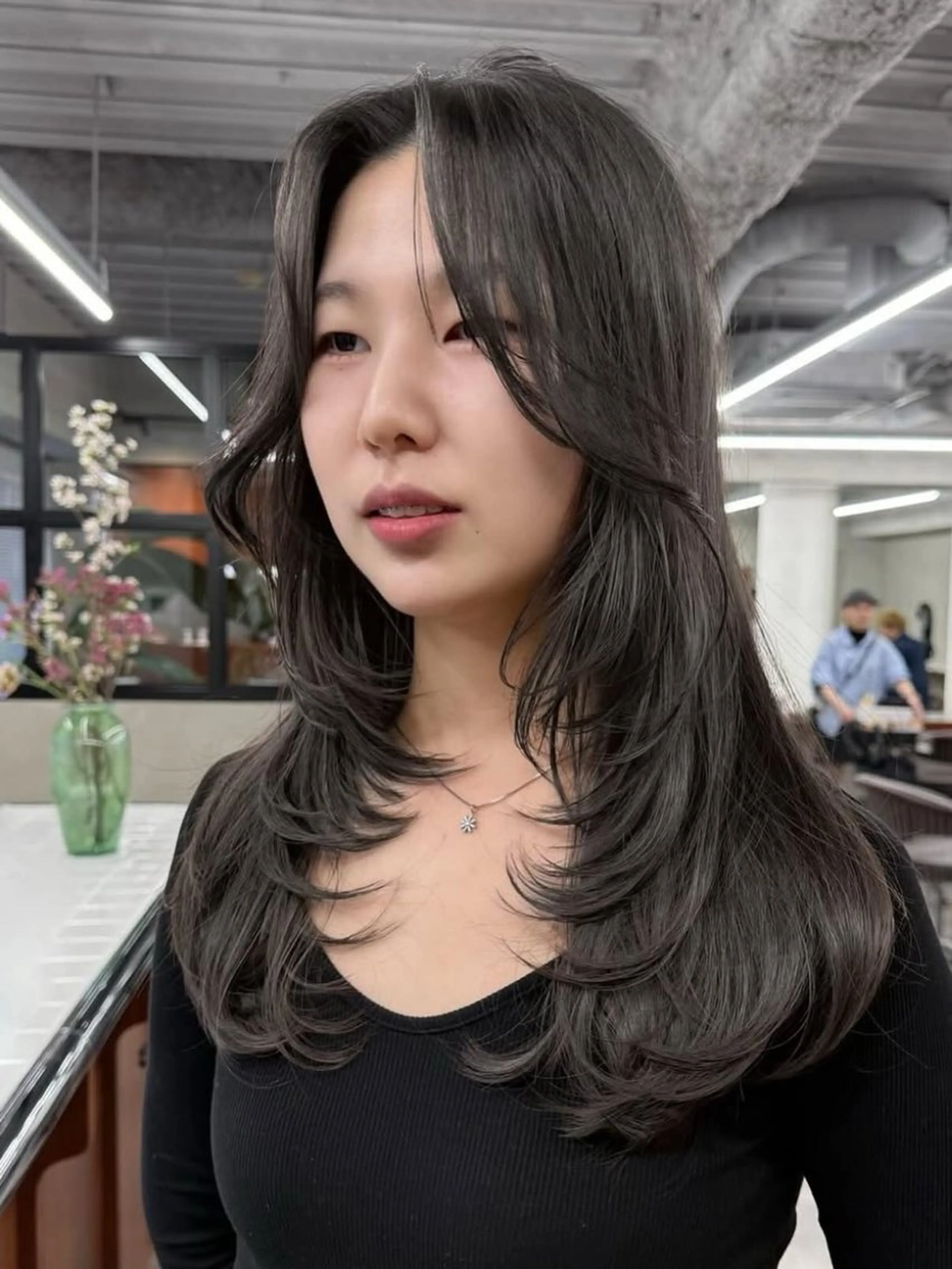 セミロング キッズ センターパート /ニュアンスパーマのヘアスタイル