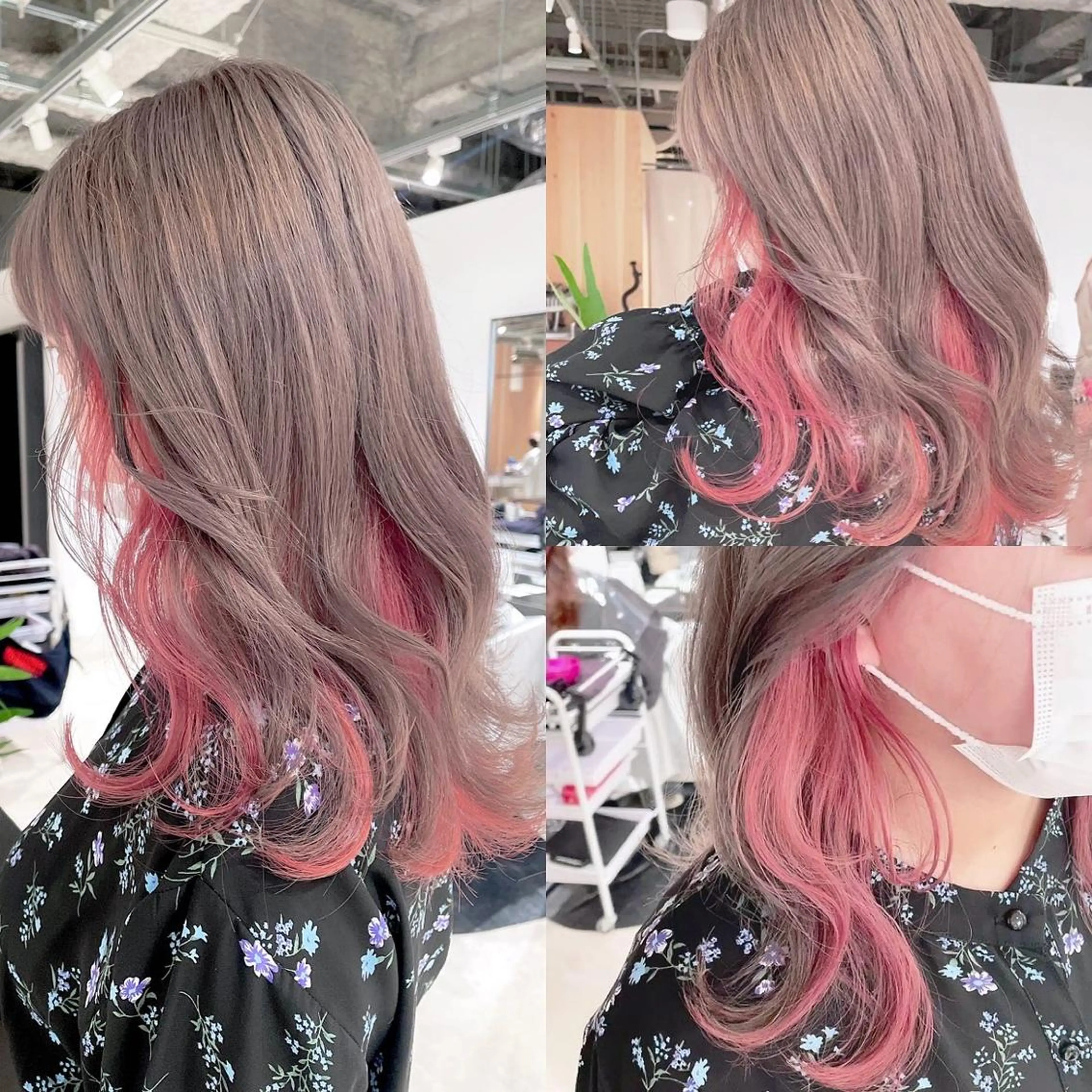 セミロング カラー ブリーチ ハイトーンカラー ヘアカラー トリートメント 渋谷:インナーカラー ／🍒エリカ🍒のヘアスタイル