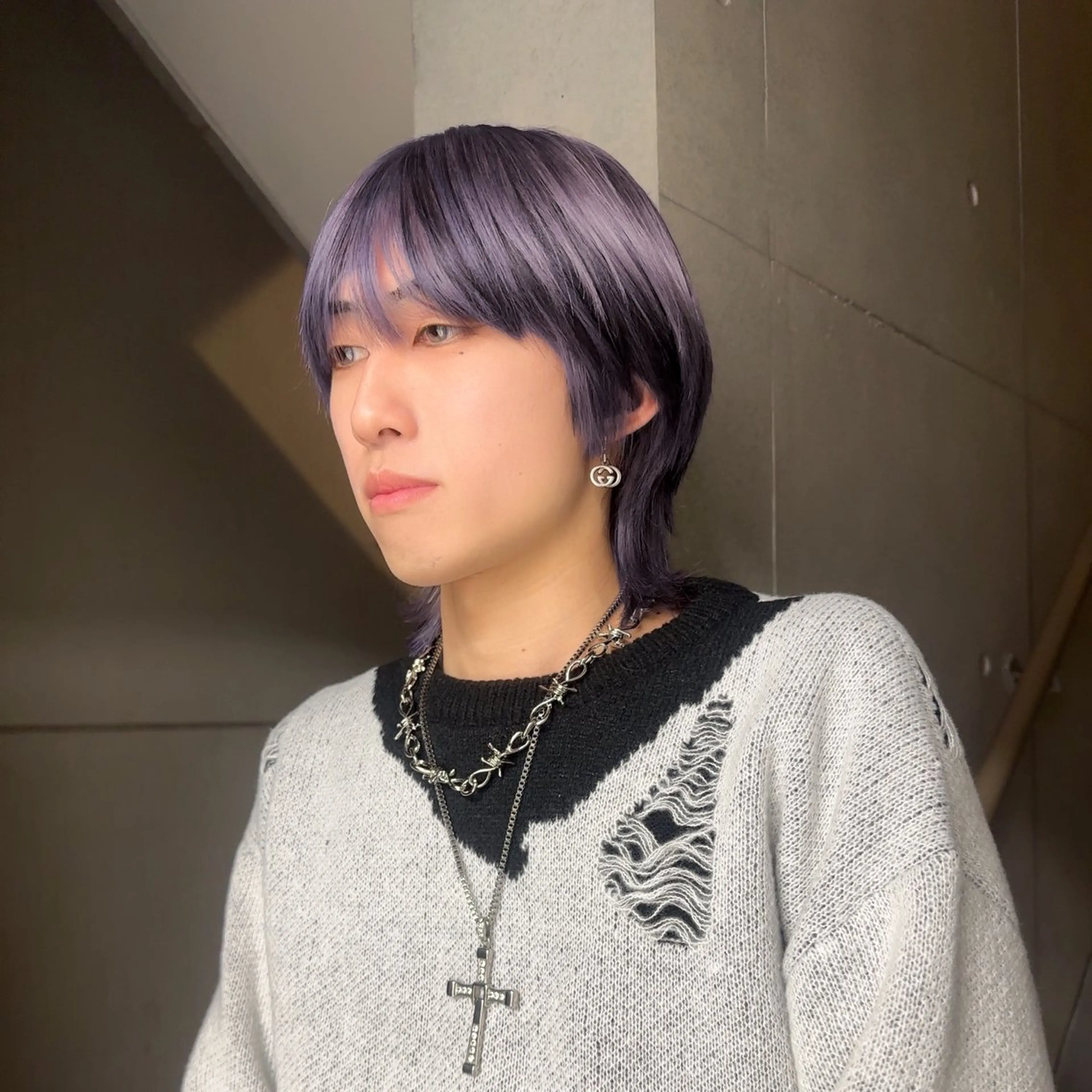 ミディアム カラー メンズ ミディアムパーマ メンズハイトーン メンズ韓国風 メンズパーマ デザインカラー 🦄カイ/メンズ ハイトーン/メイクのヘアスタイル