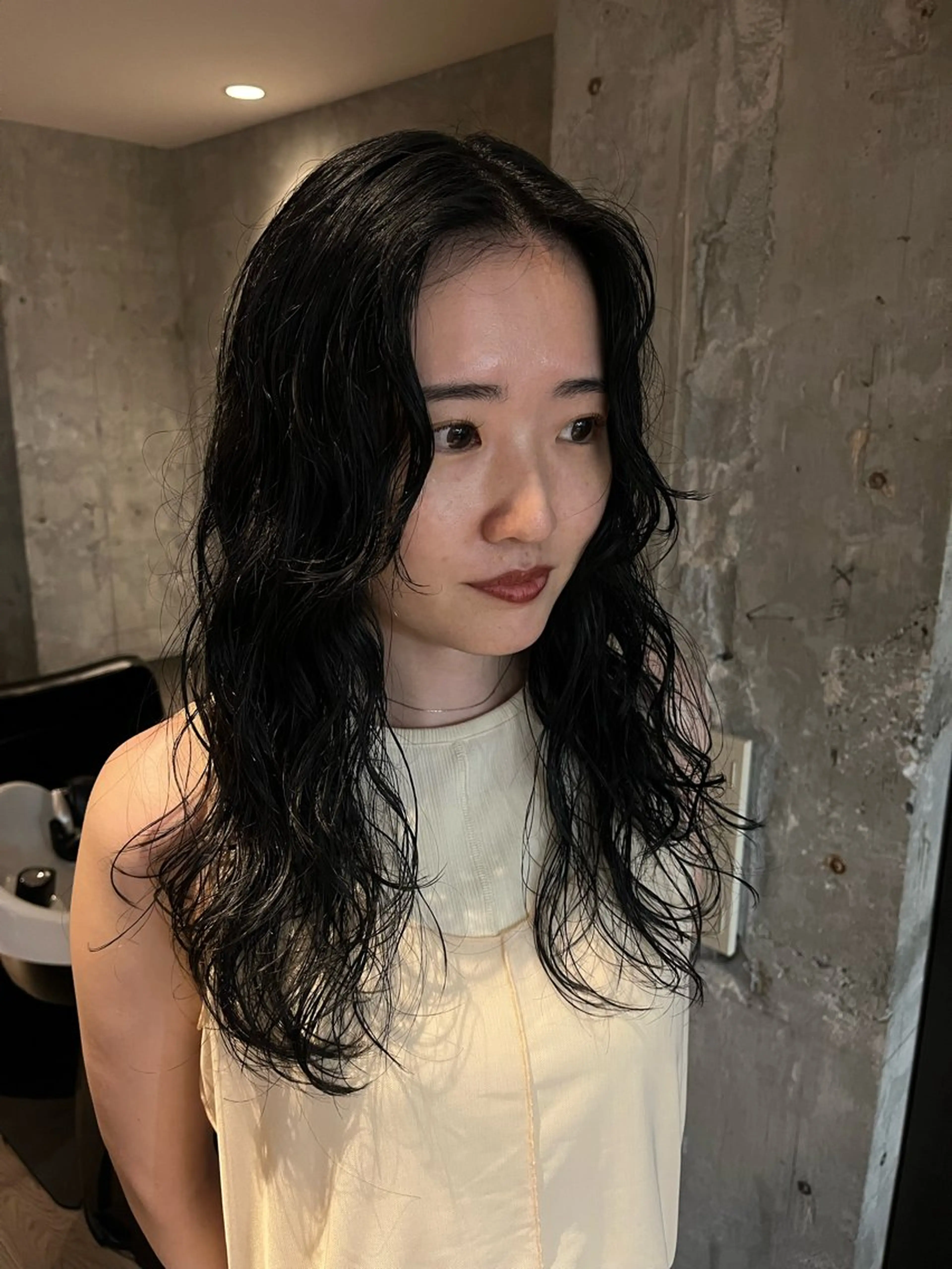 ロング カット ヘアカラー パーマ トリートメント 伊佐治由菜/オリーブ /酸性ストレートのヘアスタイル