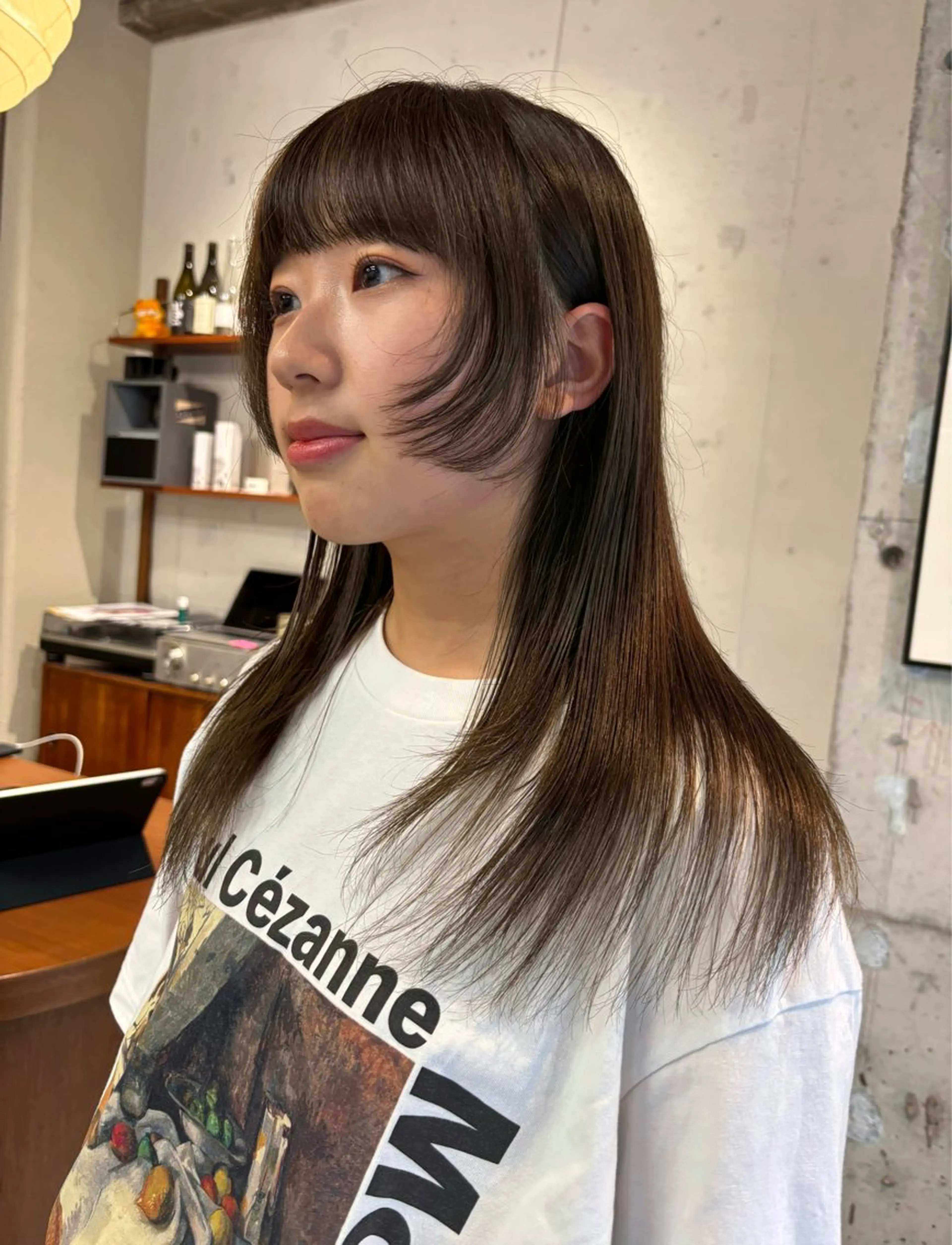 ミディアム カラー カット ヘアカラー トリートメント 永田 愛莉のヘアスタイル