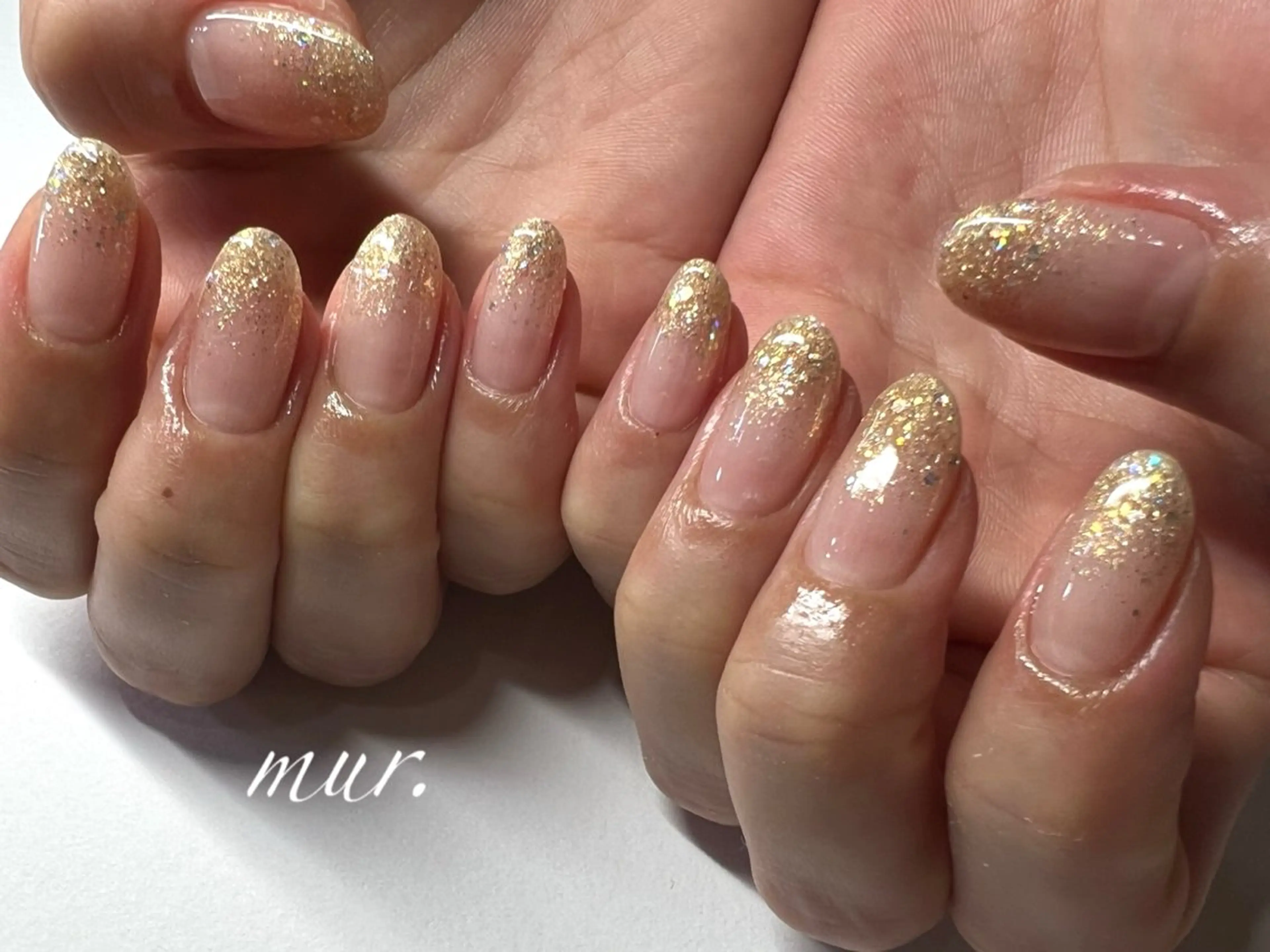 ネイル クリアネイル ジェルネイル グラデーション 韓国ネイル ラメ(グリッター) nailsalon mur.のネイルデザイン