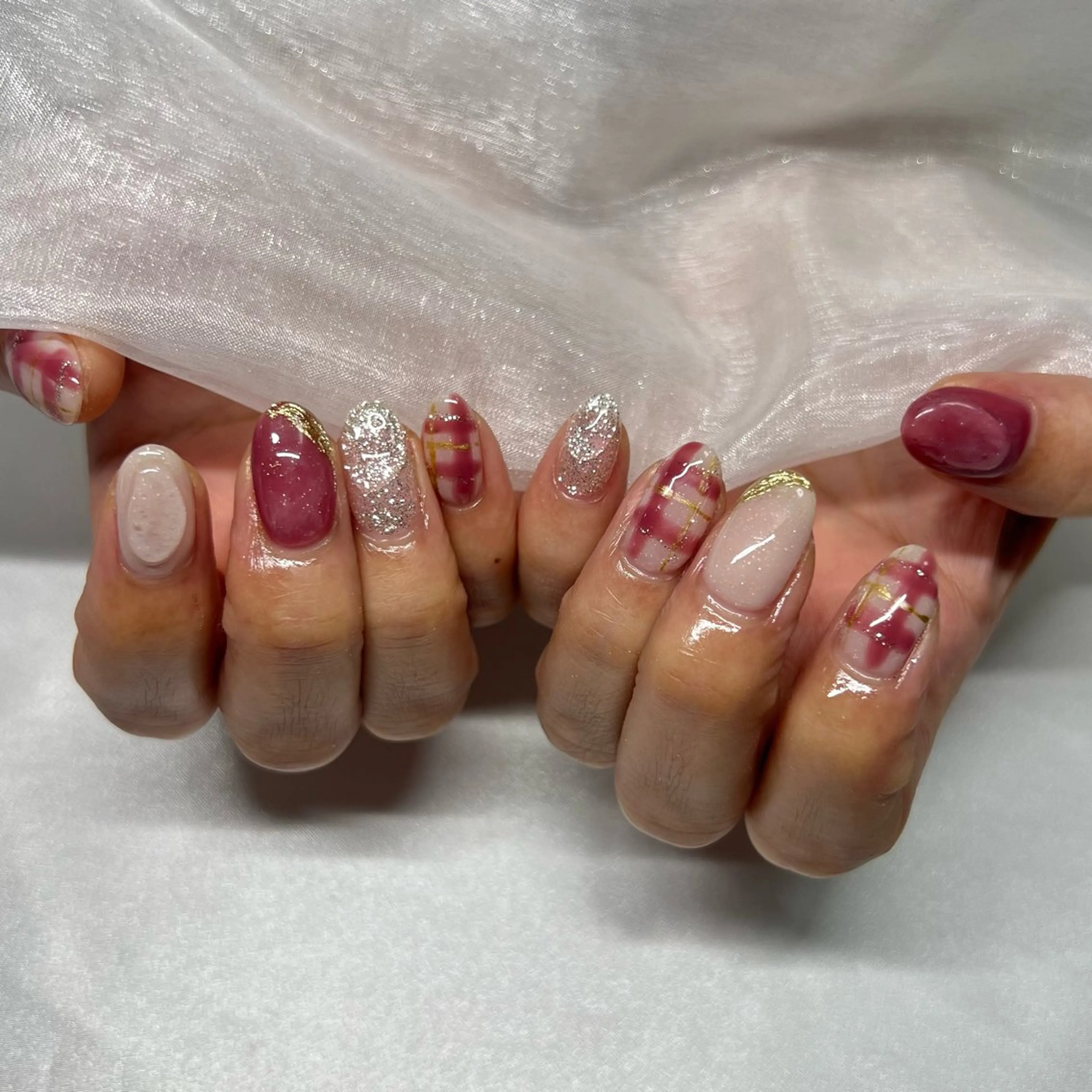 ネイル ジェルネイル 韓国ネイル ラメ(グリッター) マグネットネイル ミラーネイル ハンドネイル -nail salon-Reward所属・nail salon Rewardのネイルデザイン