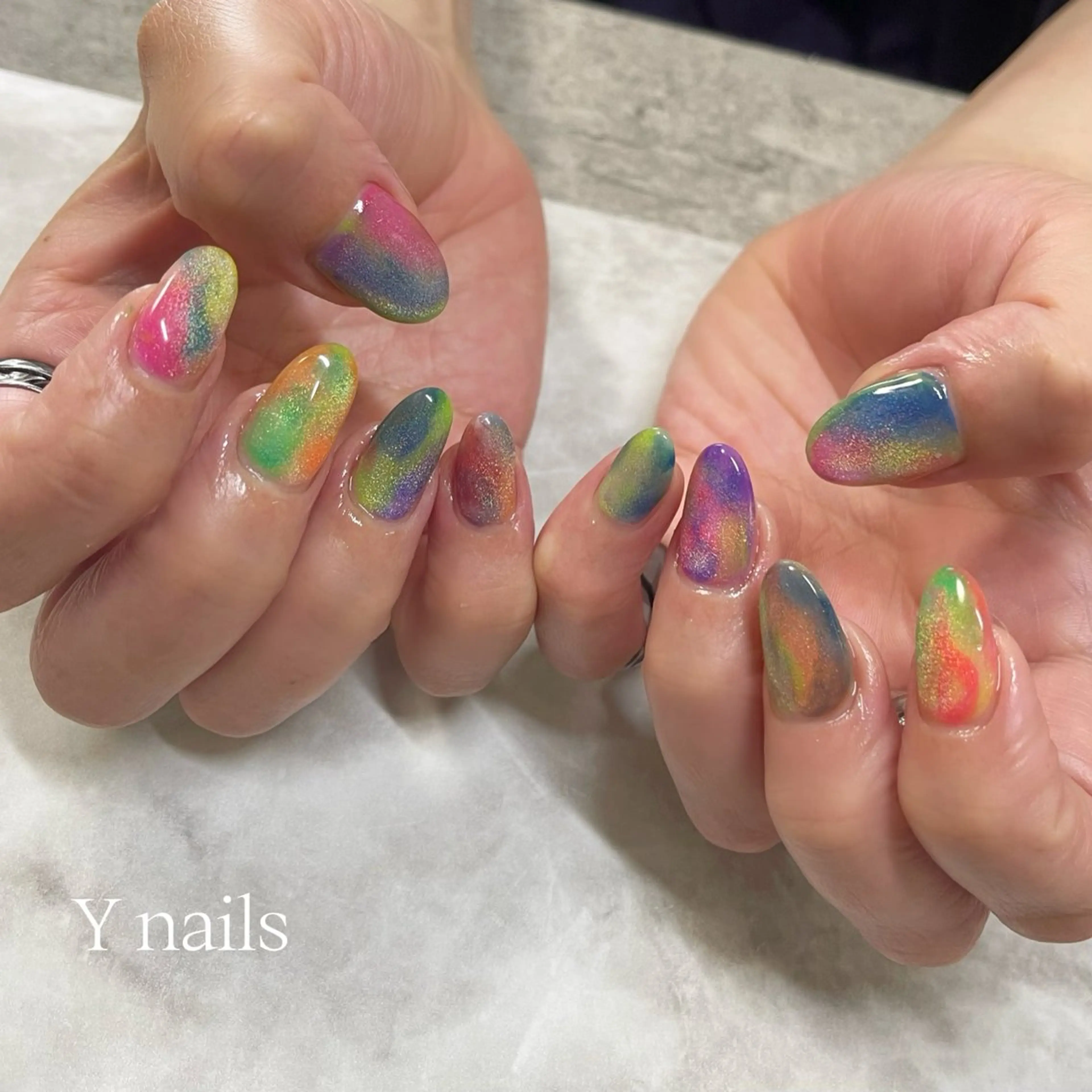ネイル オーロラネイル マグネットネイル ハンドネイル 桜井 Y nailsのネイルデザイン
