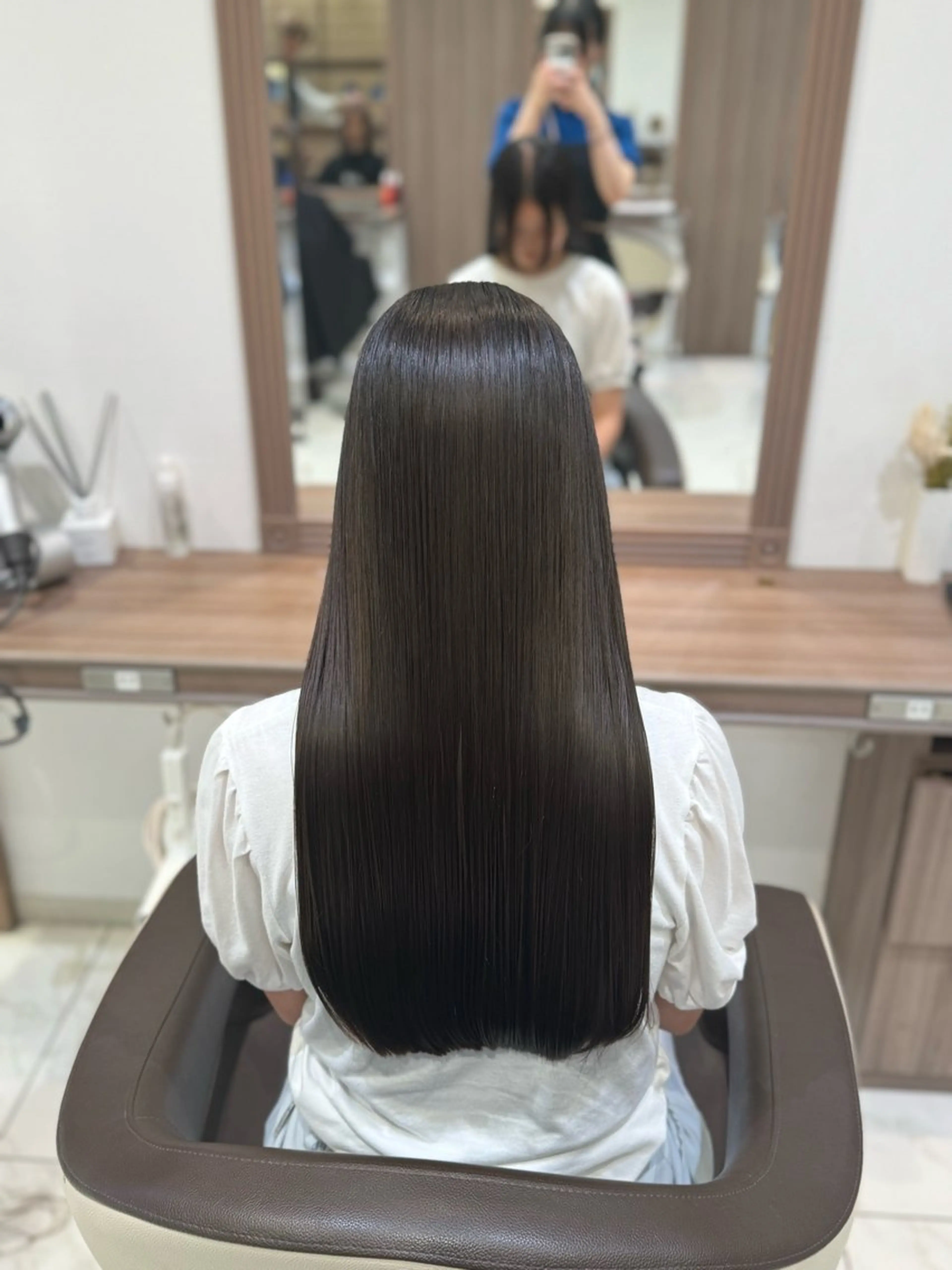 ロング パーマ 縮毛矯正 前髪クロスパーマ /美髪矯正/和田優海のヘアスタイル