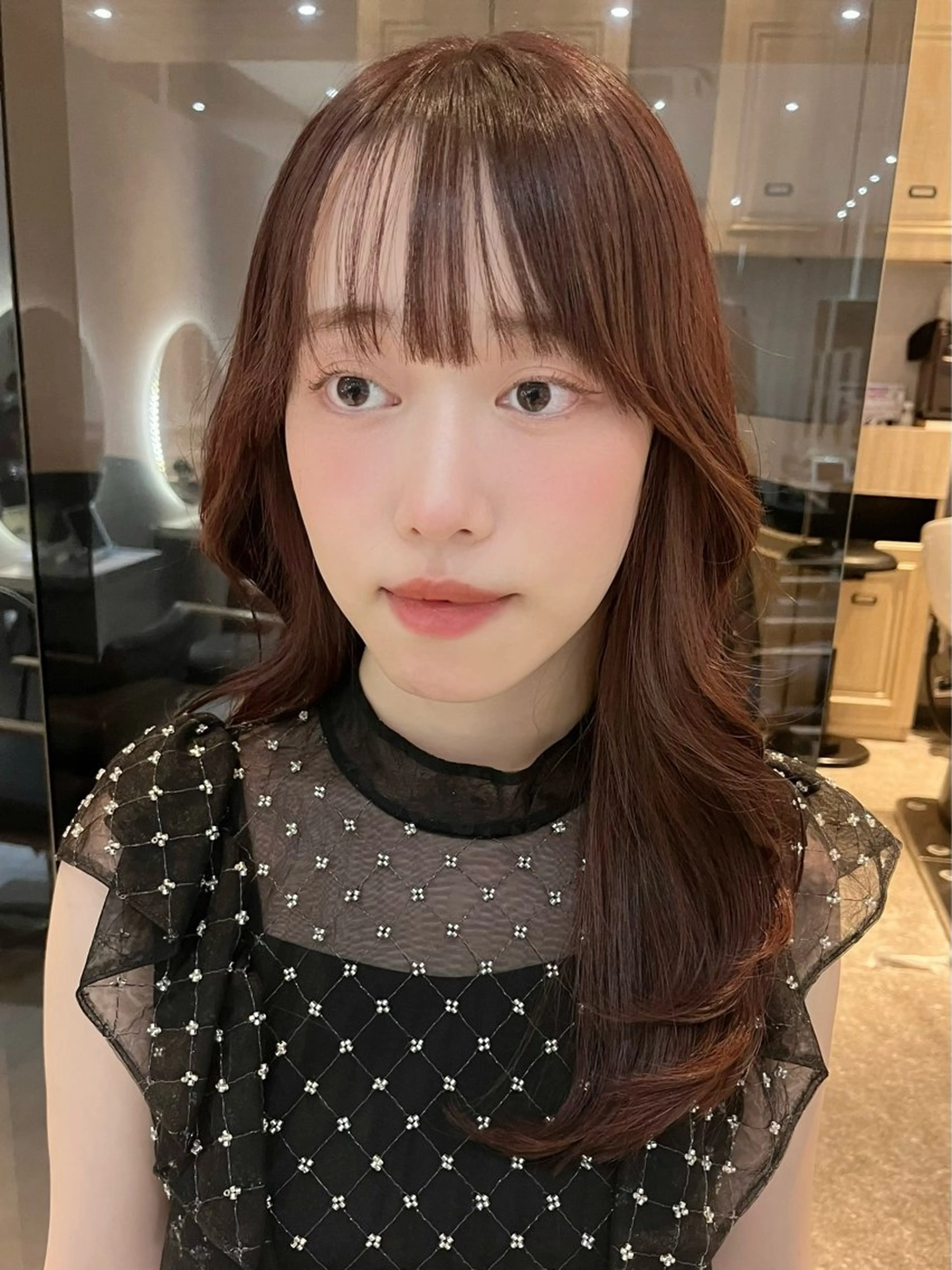 ロング カット ヘアカラー トリートメント 韓国レイヤー／顔周り ／ブリーチことこのヘアスタイル