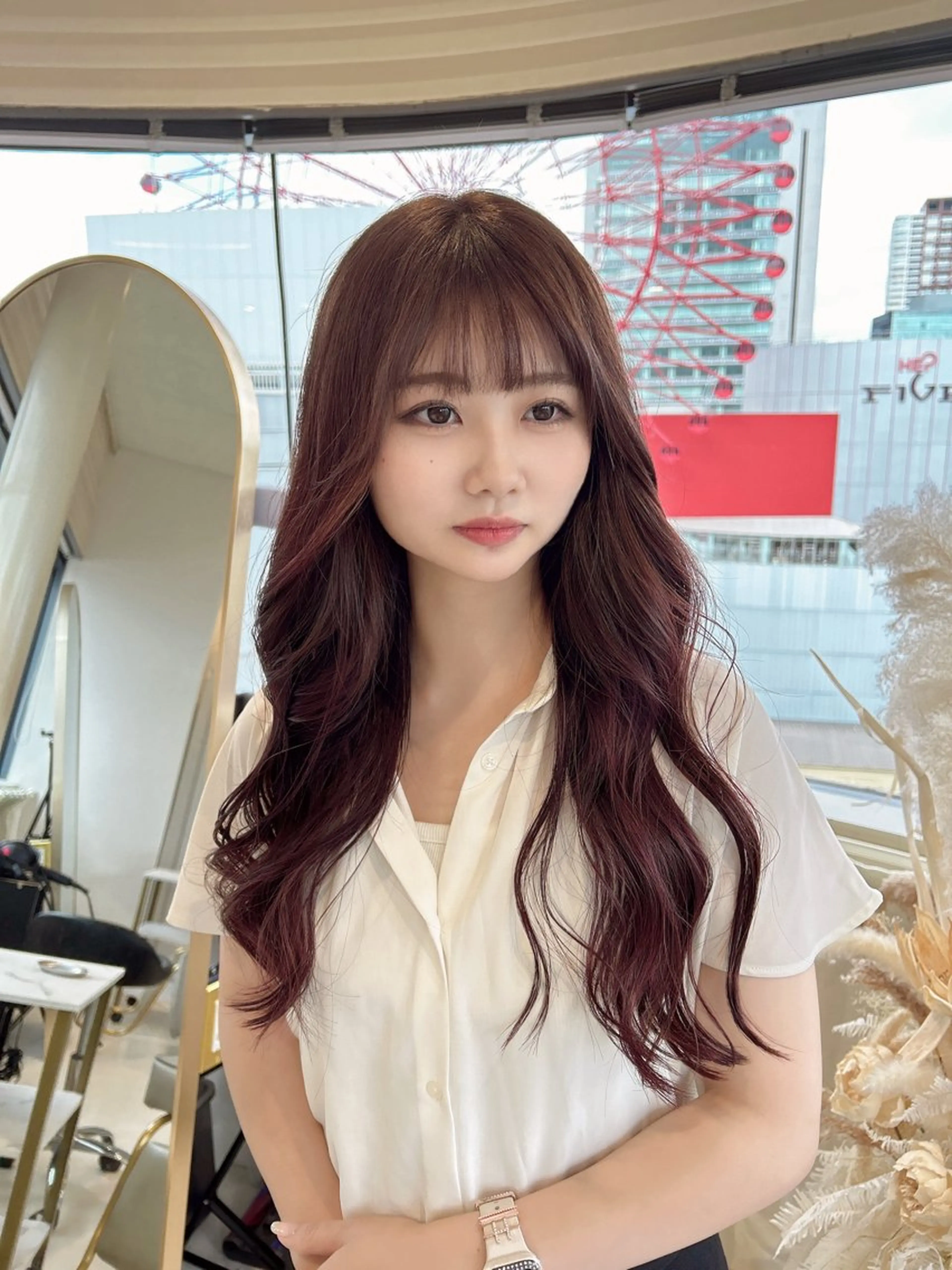 ロング ヘアカラー トリートメント 大阪ヘアカラー ブリーチmarinaのヘアスタイル