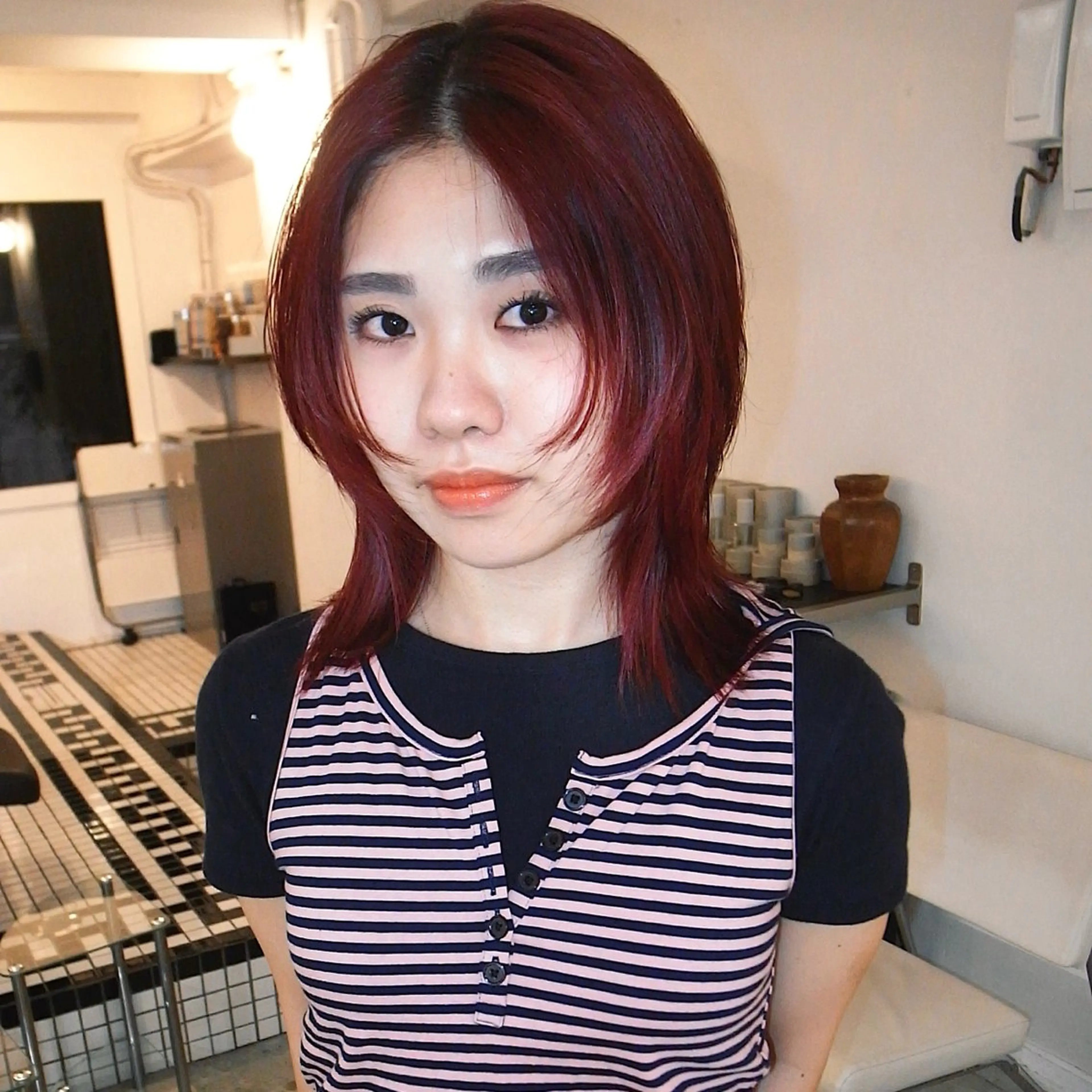 ミディアム カラー ヘアカラー トリートメント 丹所属・チヒロ/ ショートヘア/パーマのヘアスタイル