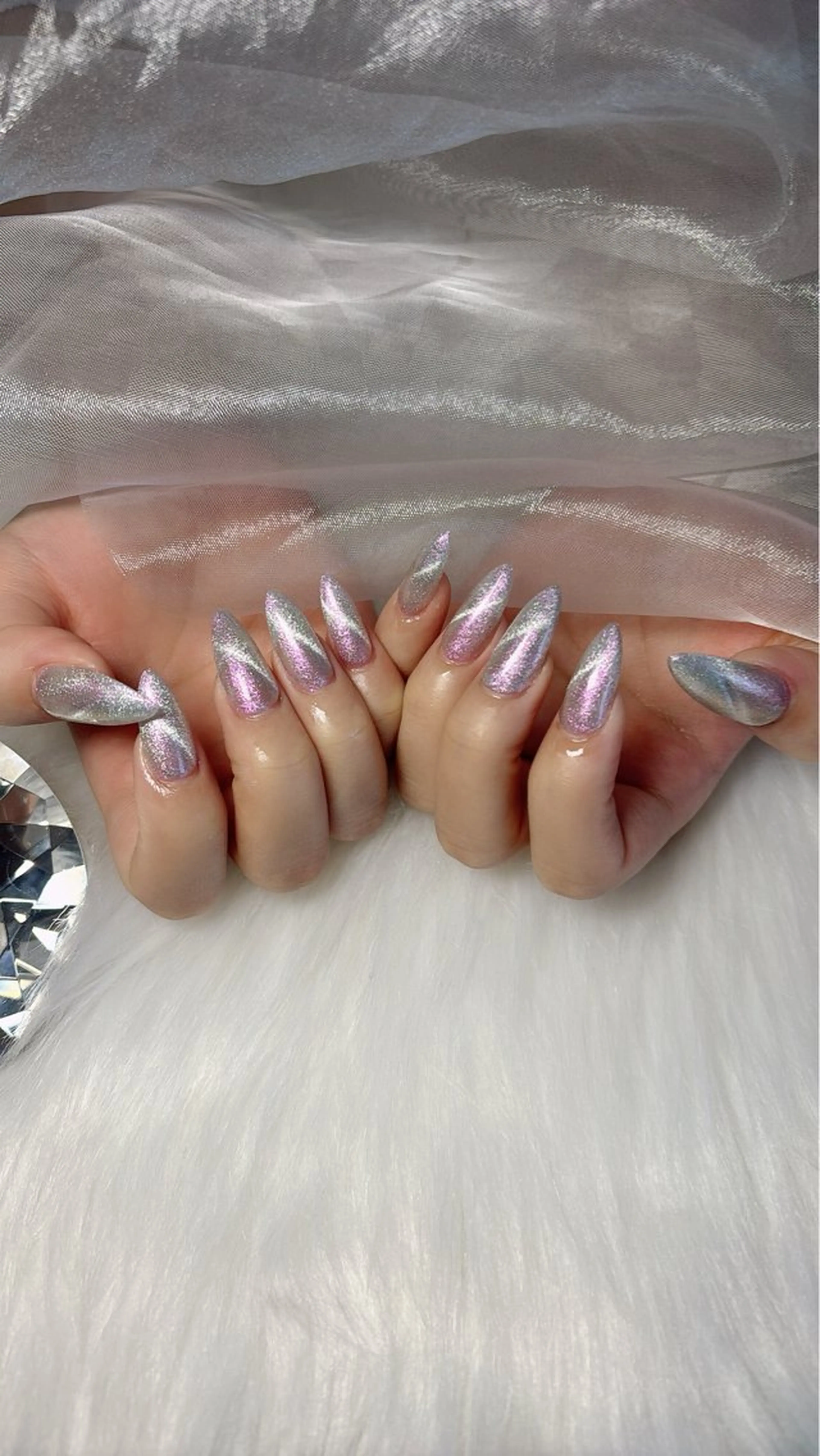 💎(オフ有スカルプ)マグネットorオーロラorフラッシュorミラー 1カラー※ジェルコート代込　(Gel-X可)の写真