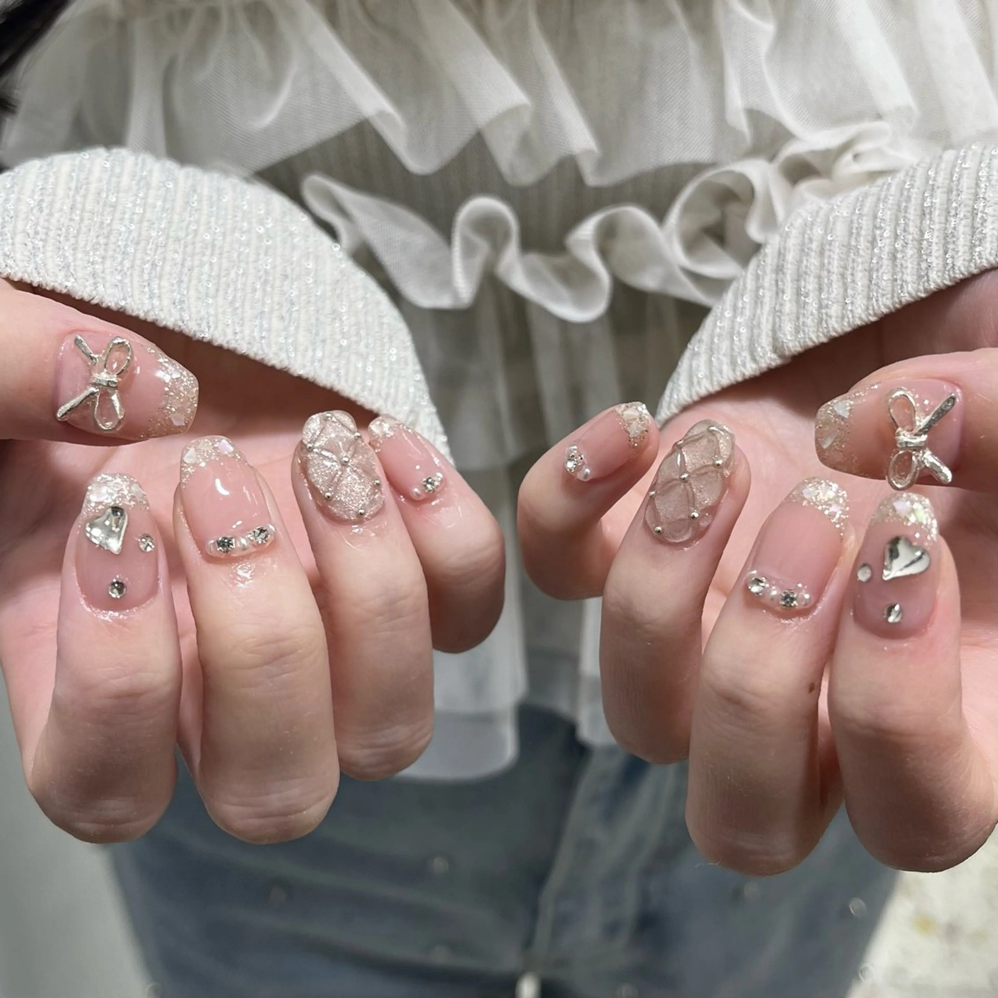 ネイル オーロラネイル ガーリー ハート キラキラネイル 韓国ネイル ハンドネイル フットネイル para ☀︎ sol by BECK所属・Para Sol nail　Maoのネイルデザイン