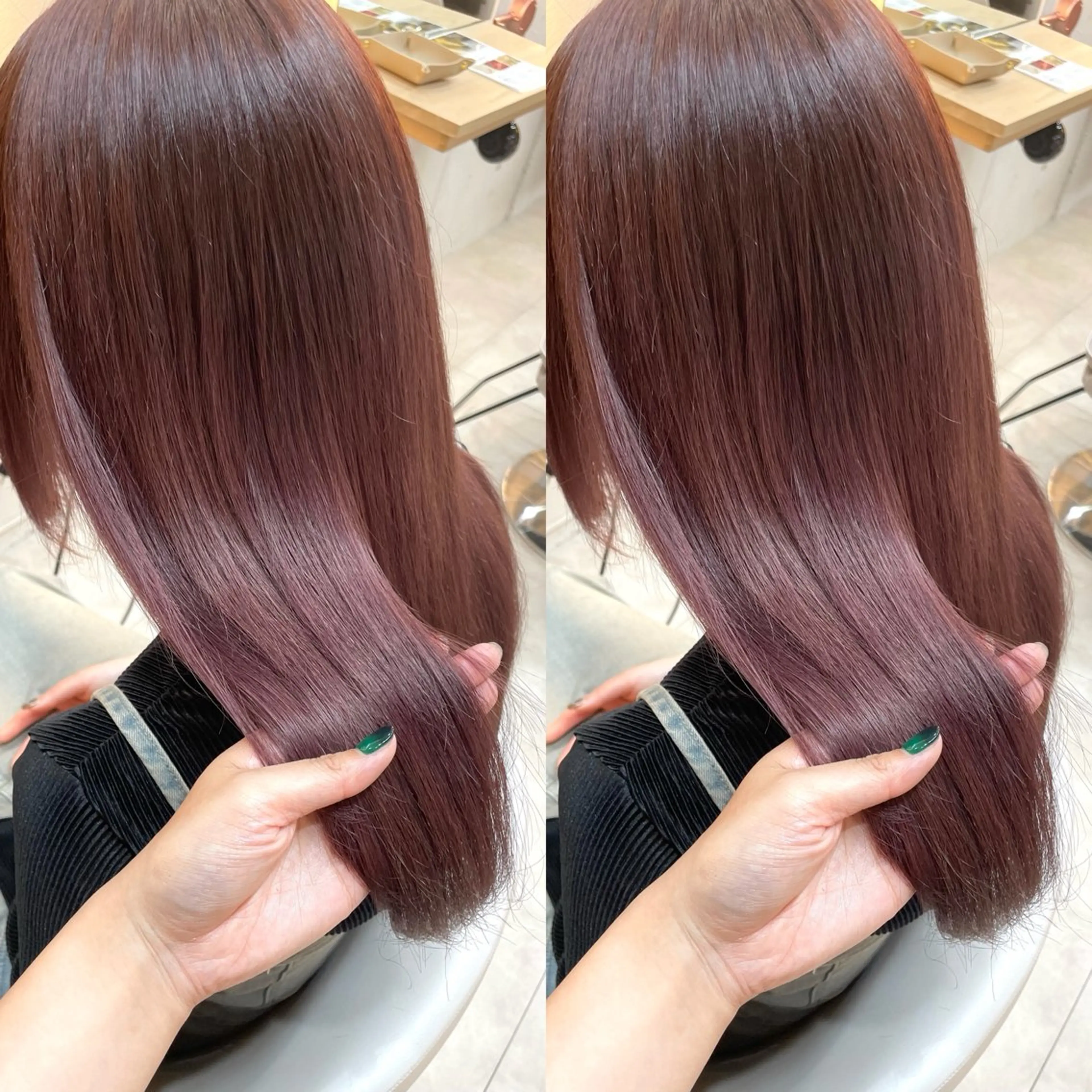 ロング カラー ブリーチ ブラウンカラー ダブルカラー ブリーチなしカラー ピンクカラー ヘアカラー トリートメント ヘアセット ブリーチ無し透明感 カラー🦕まどかのヘアスタイル