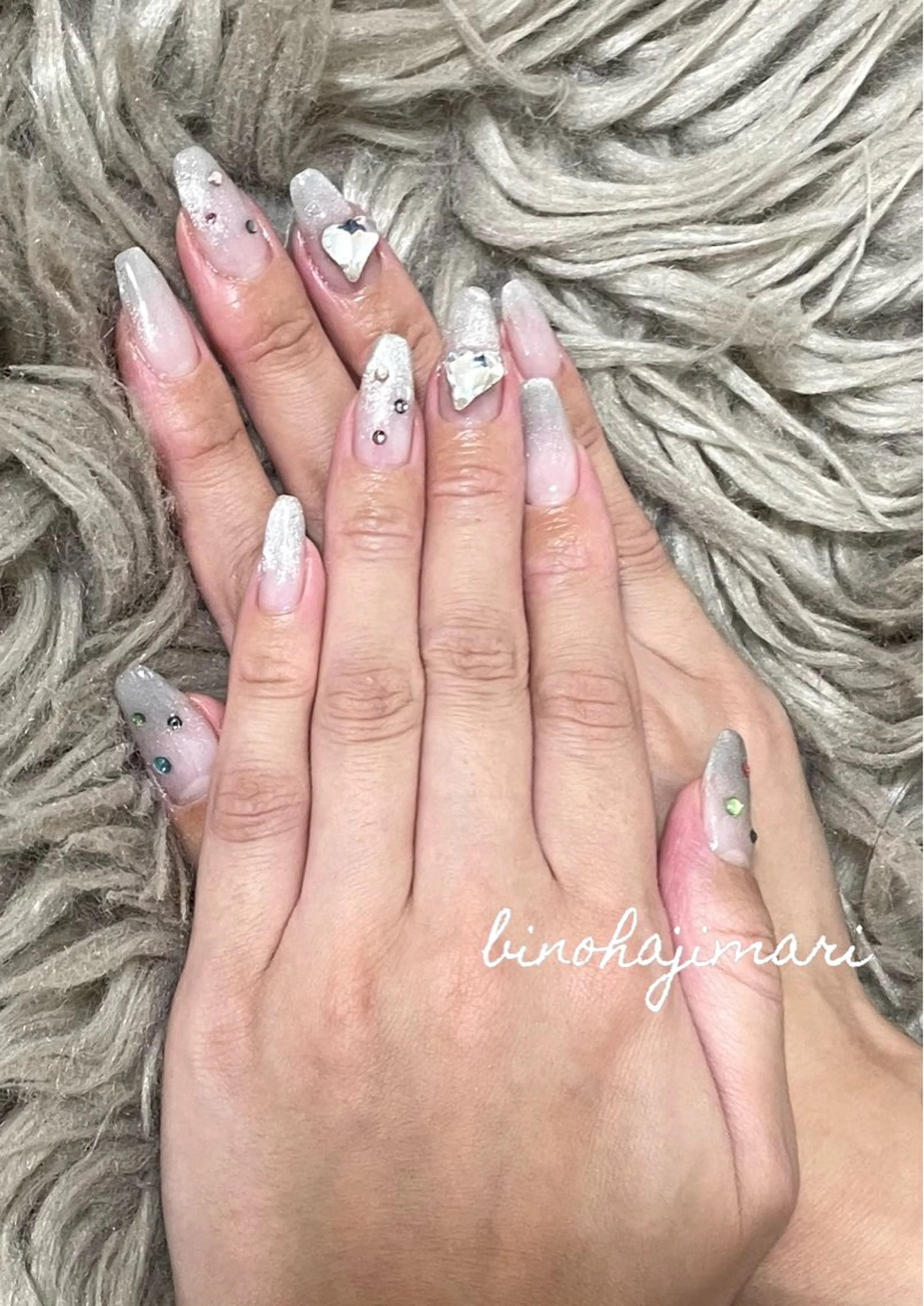 ネイル アートネイル フラッシュネイル ハート ラメ(グリッター) マグネットネイル ハンドネイル ハンドケア ♡Bivi♡自爪に 優しいネイルサロンのネイルデザイン