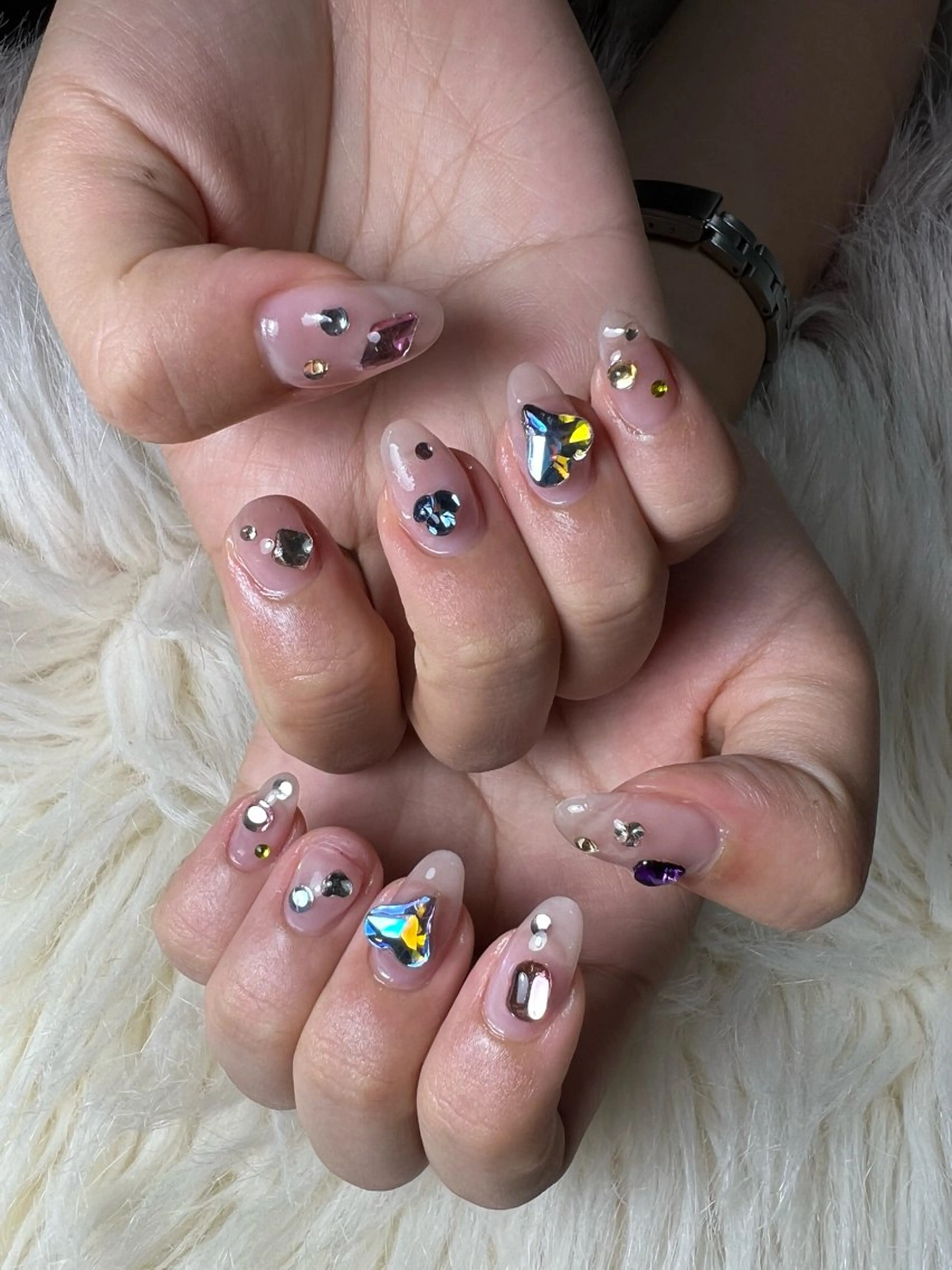 ネイル ジェルネイル 持ち込み パラジェル ストーンネイル flowers nailのネイルデザイン