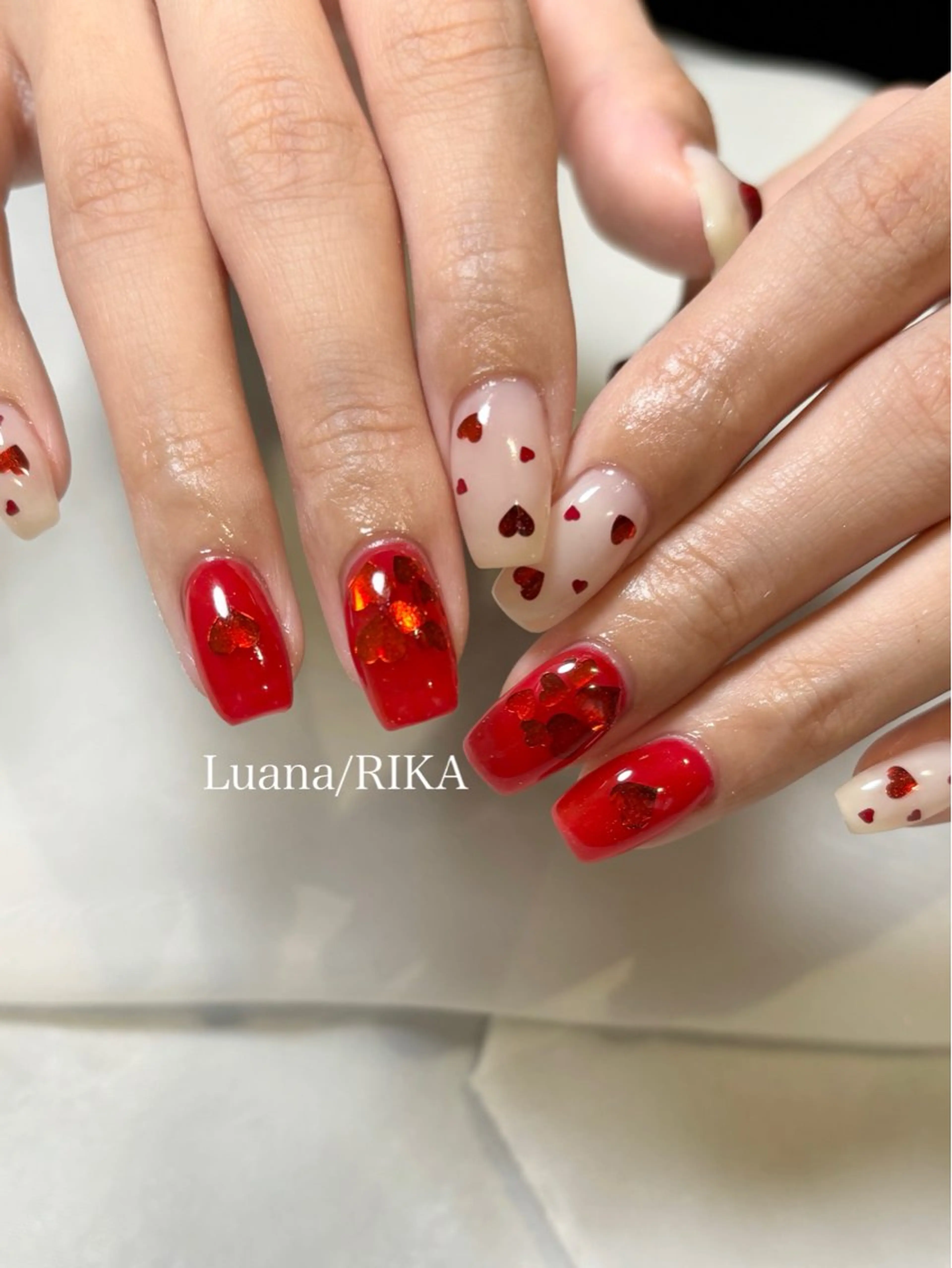 ネイル ハート ハンドネイル Nail Salon Luana Rikaのネイルデザイン