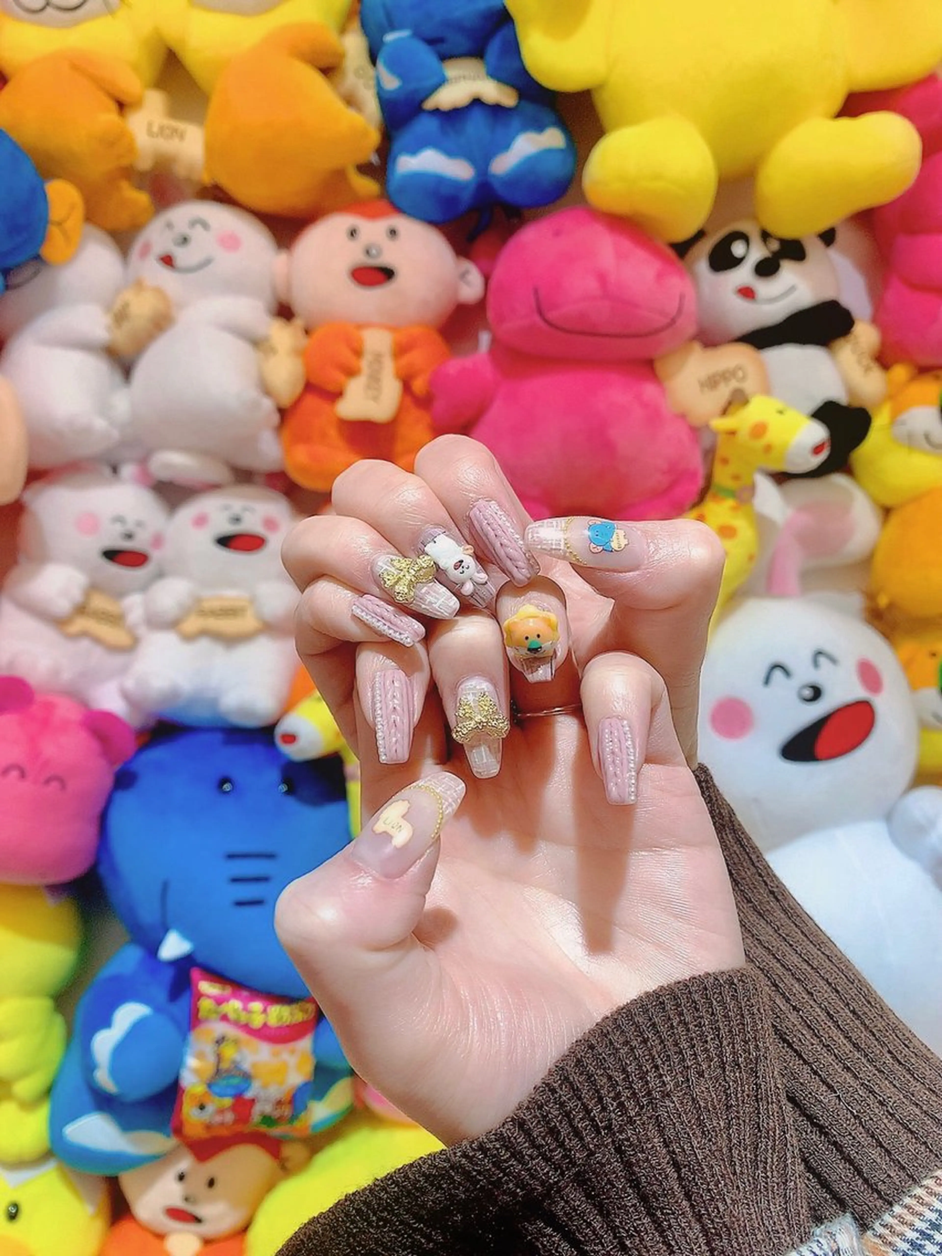 ネイル アートネイル キラキラネイル 韓国ネイル 持ち込み ピンク シェアサロンLei.g(レイジー)所属・3Dアートネイル💗 都築レナのネイルデザイン