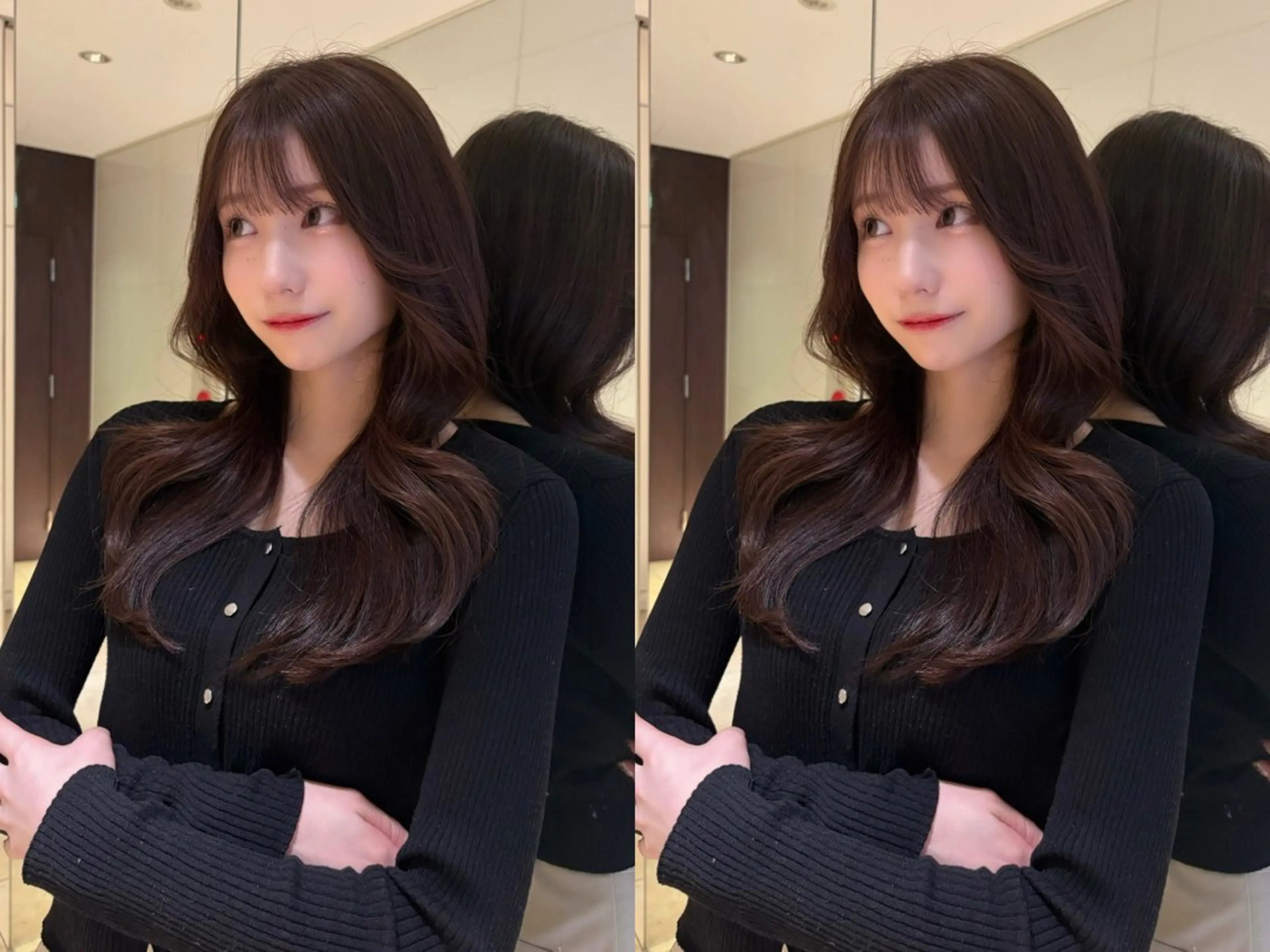 セミロング カット ヘアカラー トリートメント 韓国🇰🇷レイヤー 透明感/秀瑛🩶のヘアスタイル