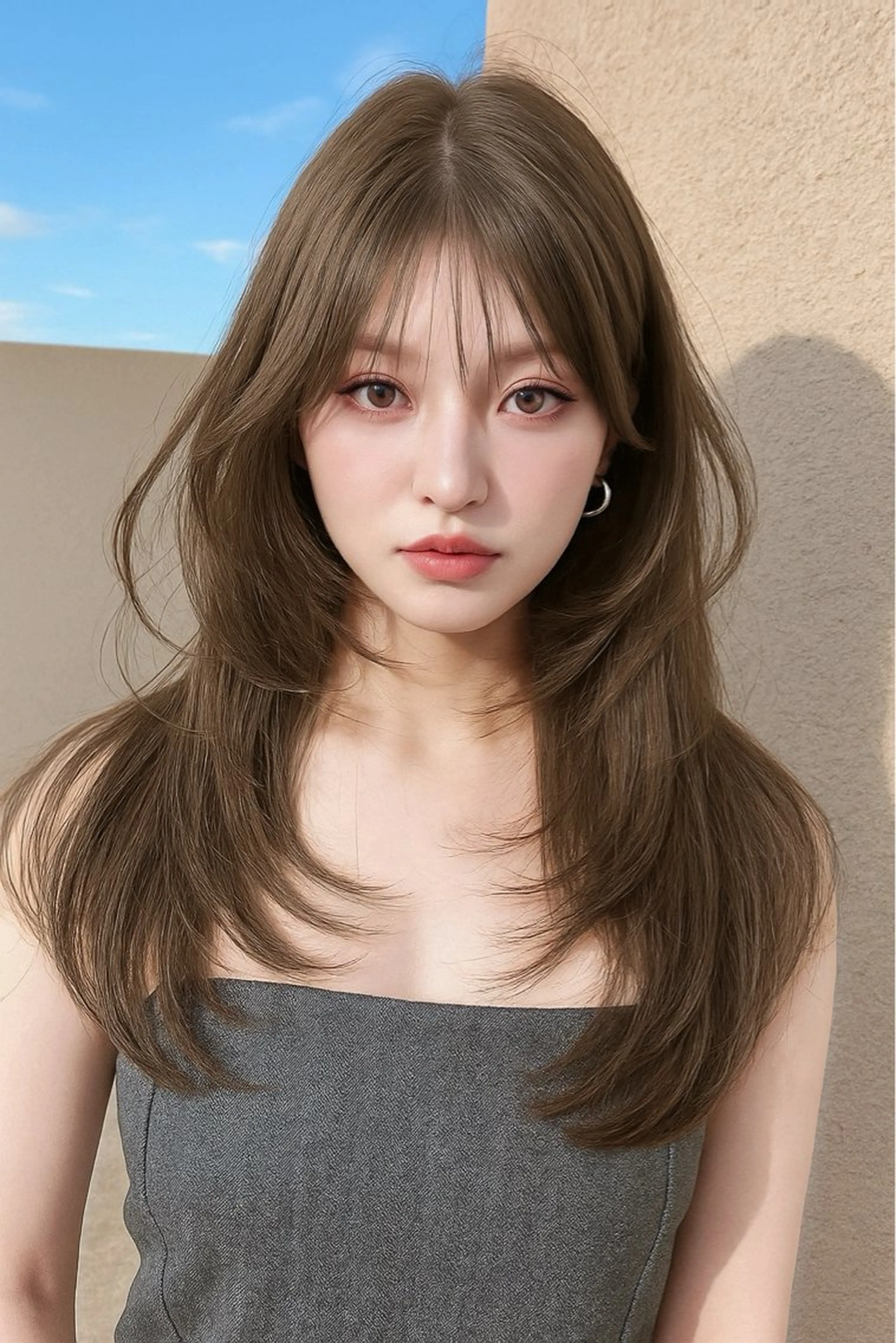 ロング カラー ハッシュカット 髪質改善 レイヤーカット カット ヘアカラー トリートメント 韓国レイヤー/髪質 改善/縮毛🤍吉田のヘアスタイル