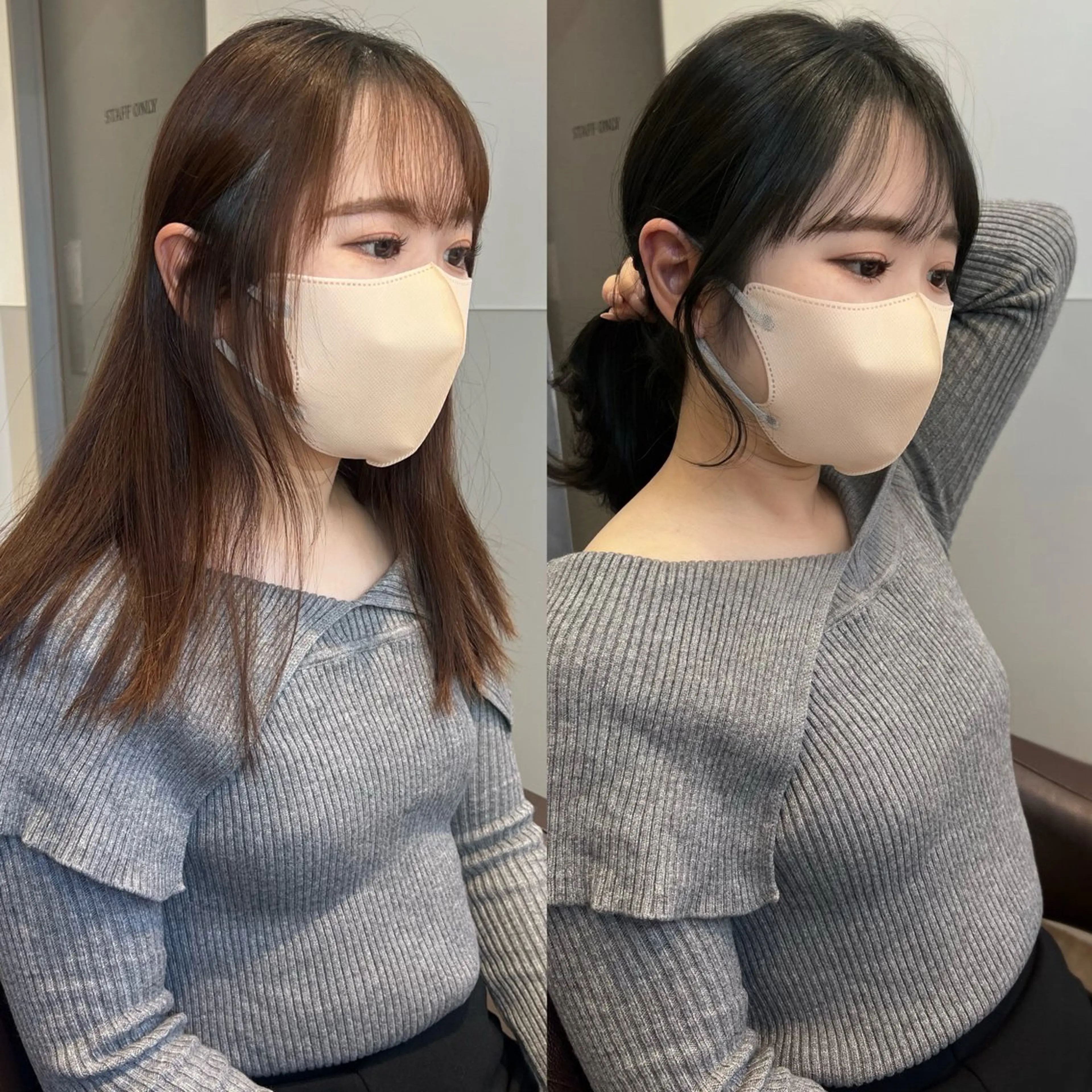 セミロング カット ヘアカラー トリートメント 韓国モテhair🍑 momoのヘアスタイル