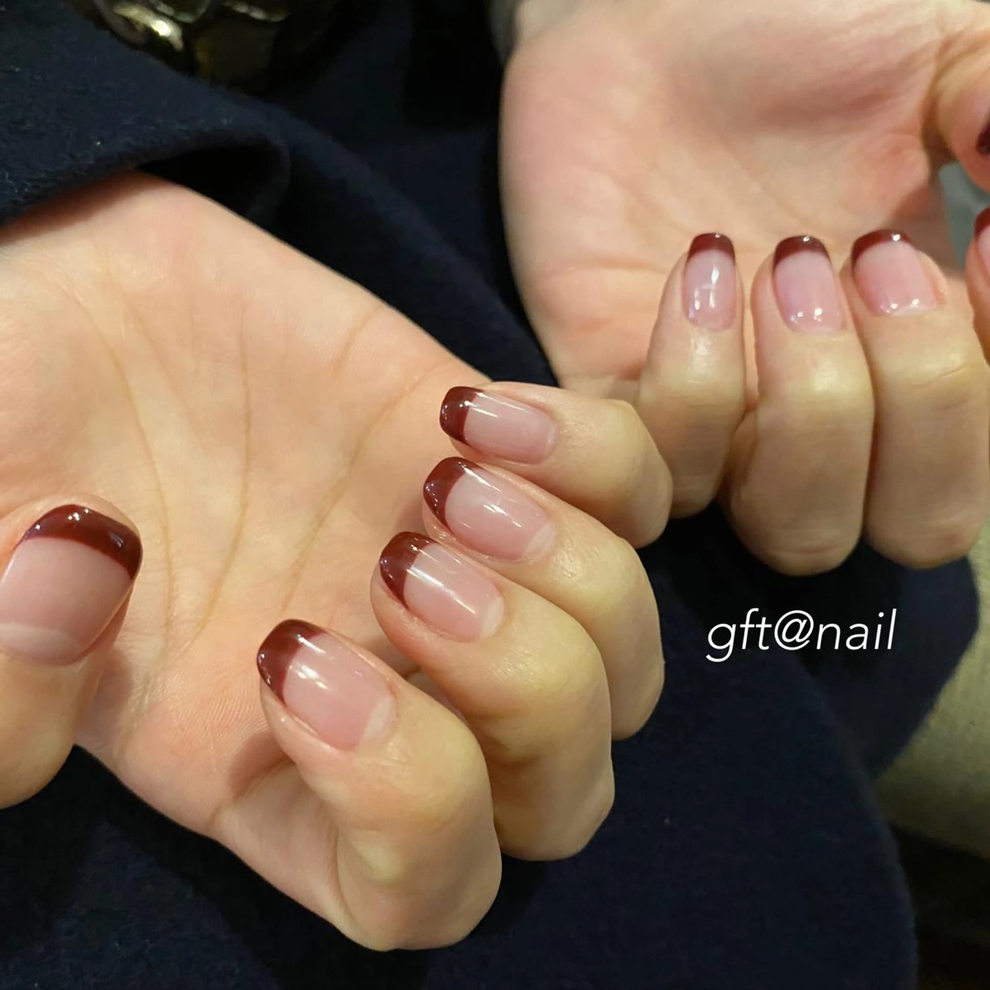 ネイル ボルドー フレンチネイル スクエアネイル ハンドネイル etorca nailのネイルデザイン
