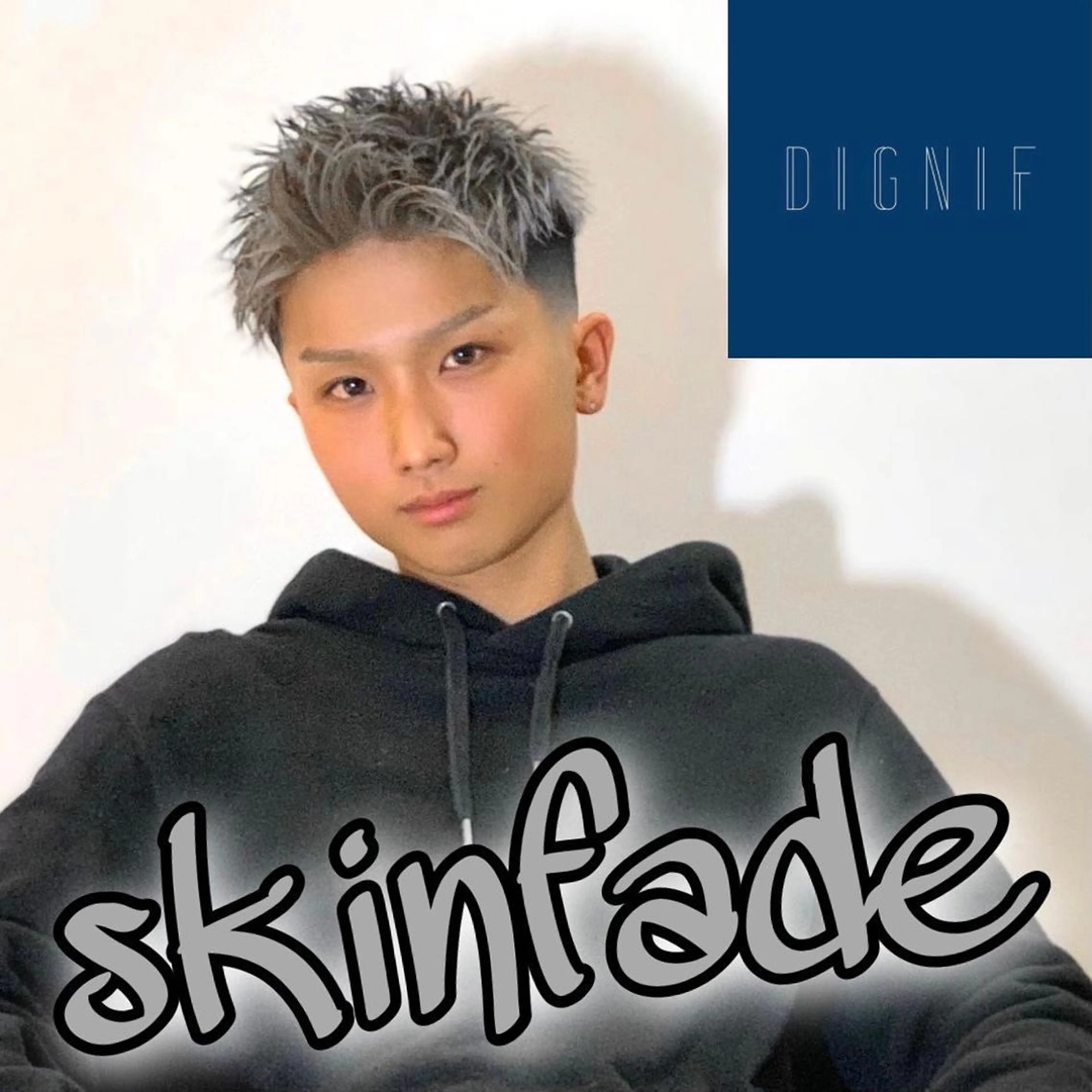 カラー メンズ フェードカット スキンフェード アッシュ シルバー シルバーアッシュ カット ヘアカラー トリートメント メンズ専門　井藤 雅也のヘアスタイル