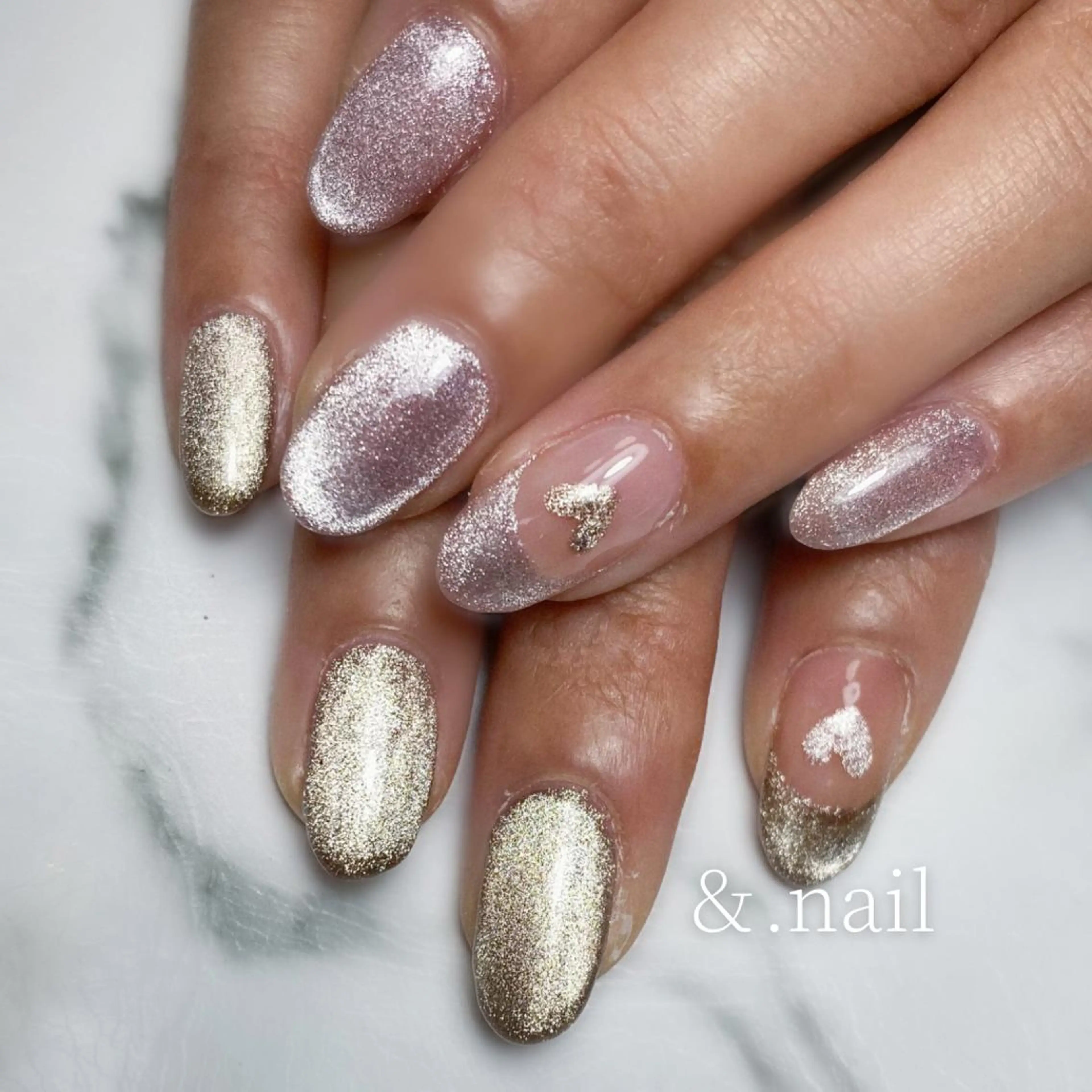 ロング ネイル ブラウン マグネットネイル ハンドネイル &.nail/ ニュアンス/持込み可のネイルデザイン