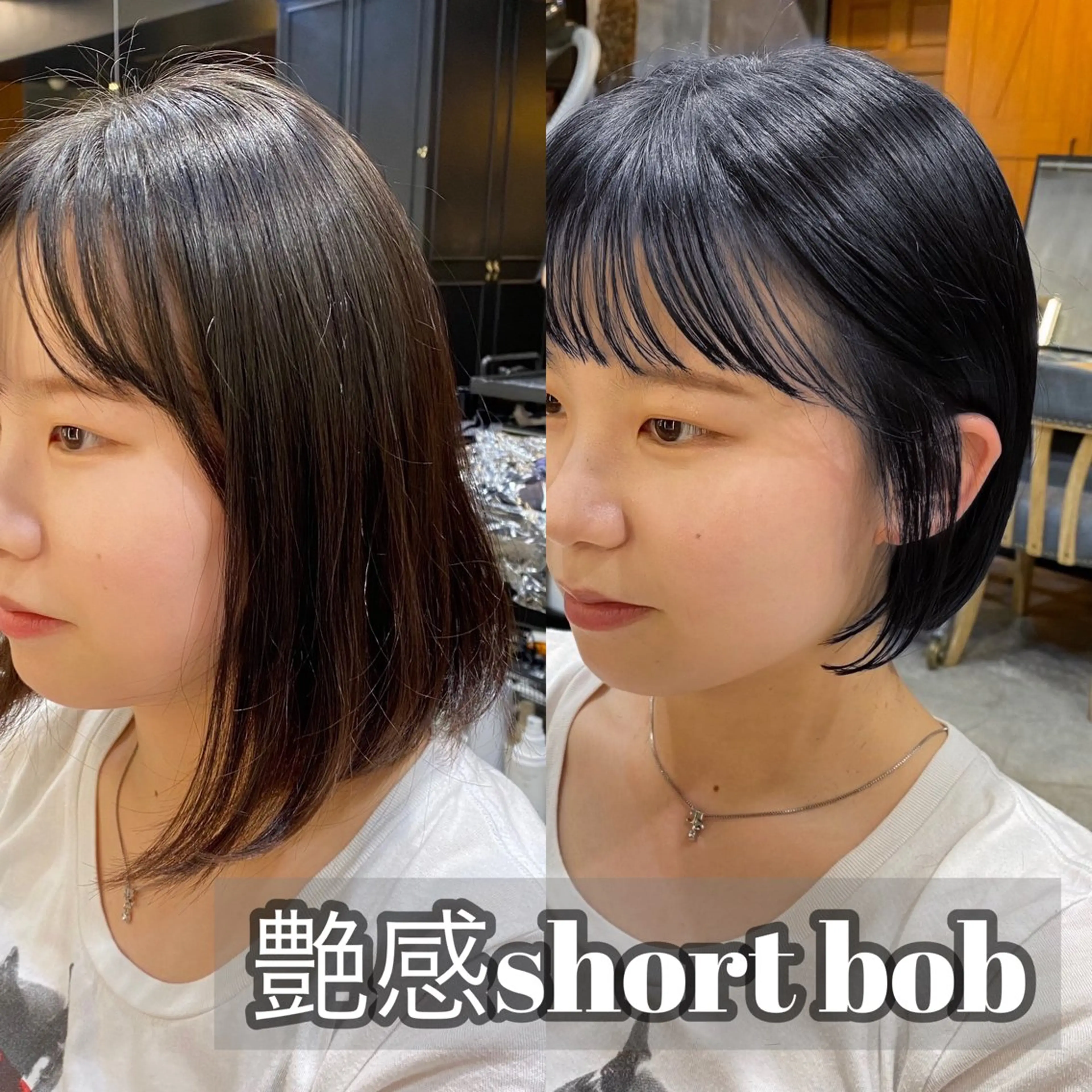 ショート カラー ショートボブ 黒髪 ブルーカラー ブルーブラック ボブ ブリーチなしダブル カラー🧸🐺陽介のヘアスタイル