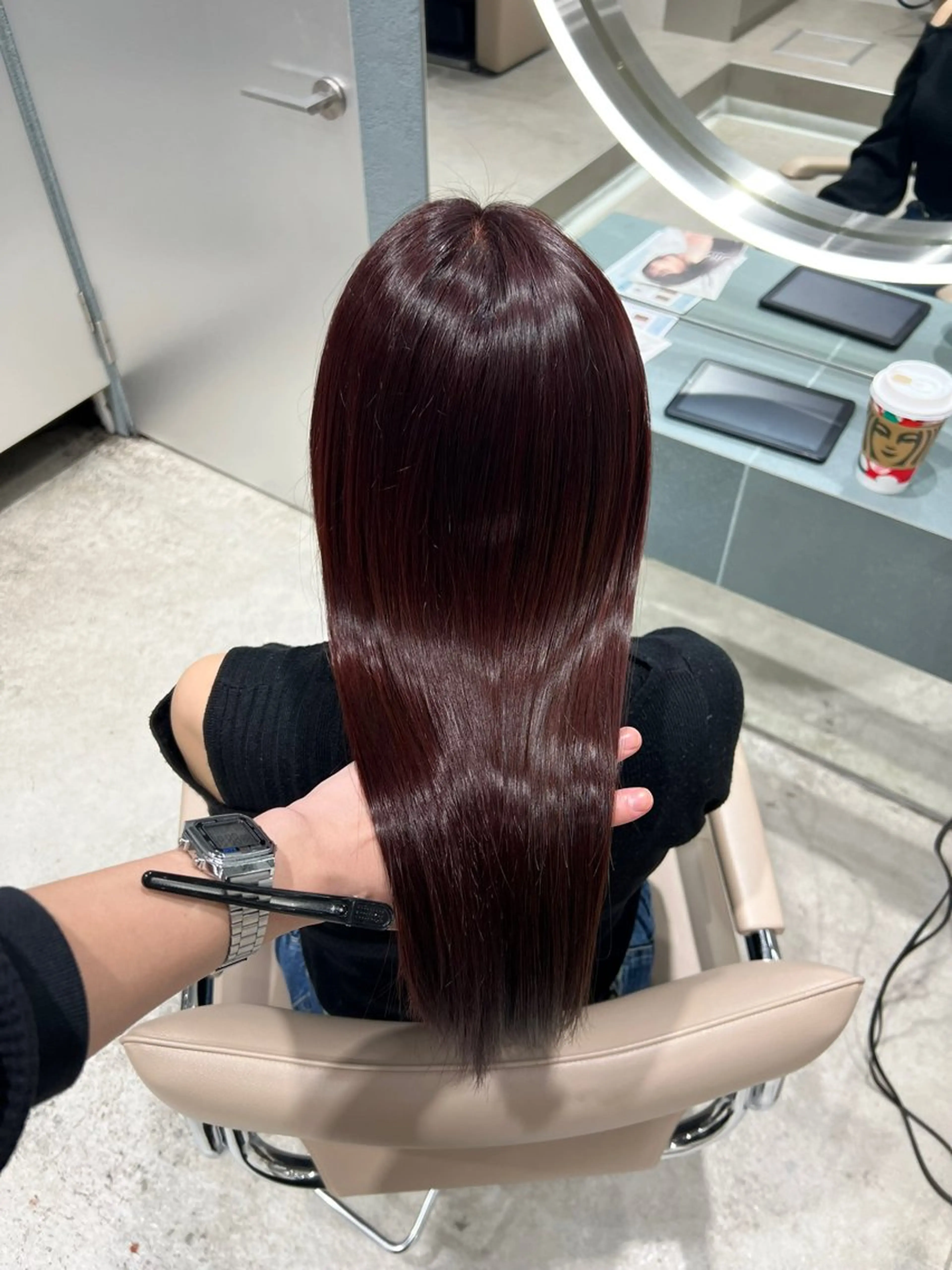 ミディアム カラー カット ヘアカラー トリートメント ✨髪質改善 縮毛矯正 艶髪 立川美容室✨のヘアスタイル