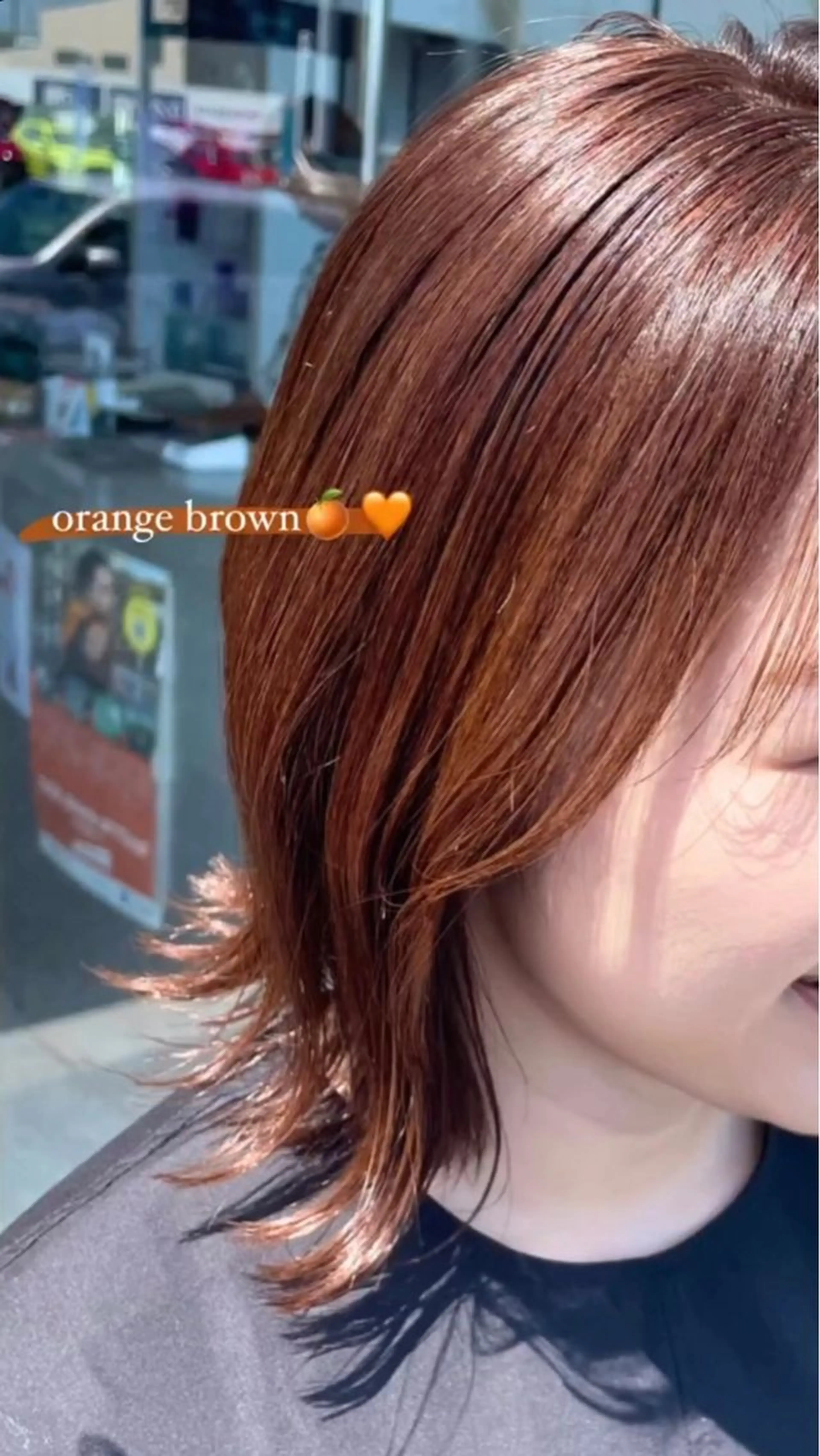 カラー ブリーチ ブリーチなしカラー オレンジ ハイトーン、ブリーチ 🤍足立里湖のヘアスタイル