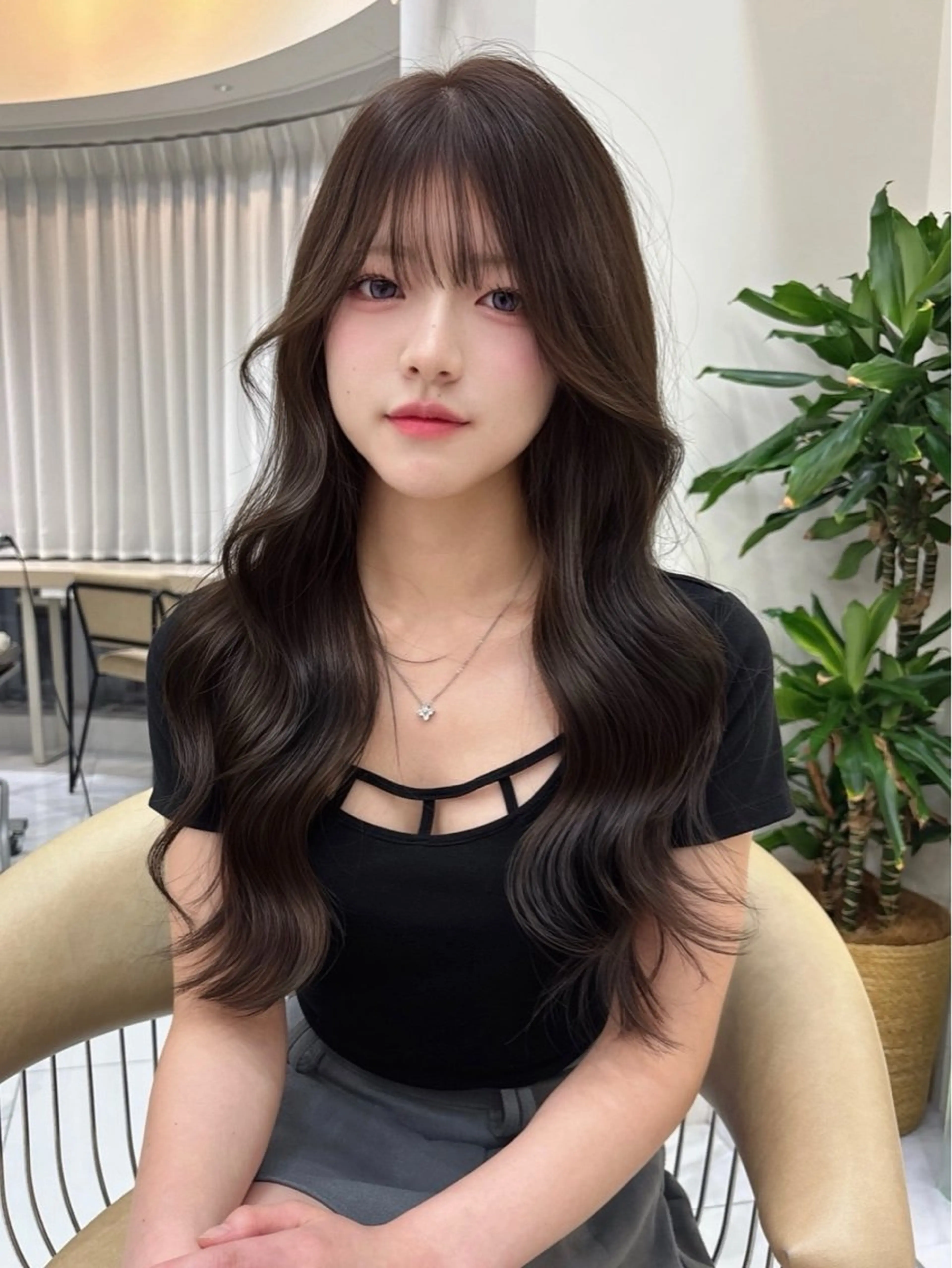 ロング カット ヘアカラー トリートメント レイヤー/縮毛 透明感カラー松沢州途のヘアスタイル