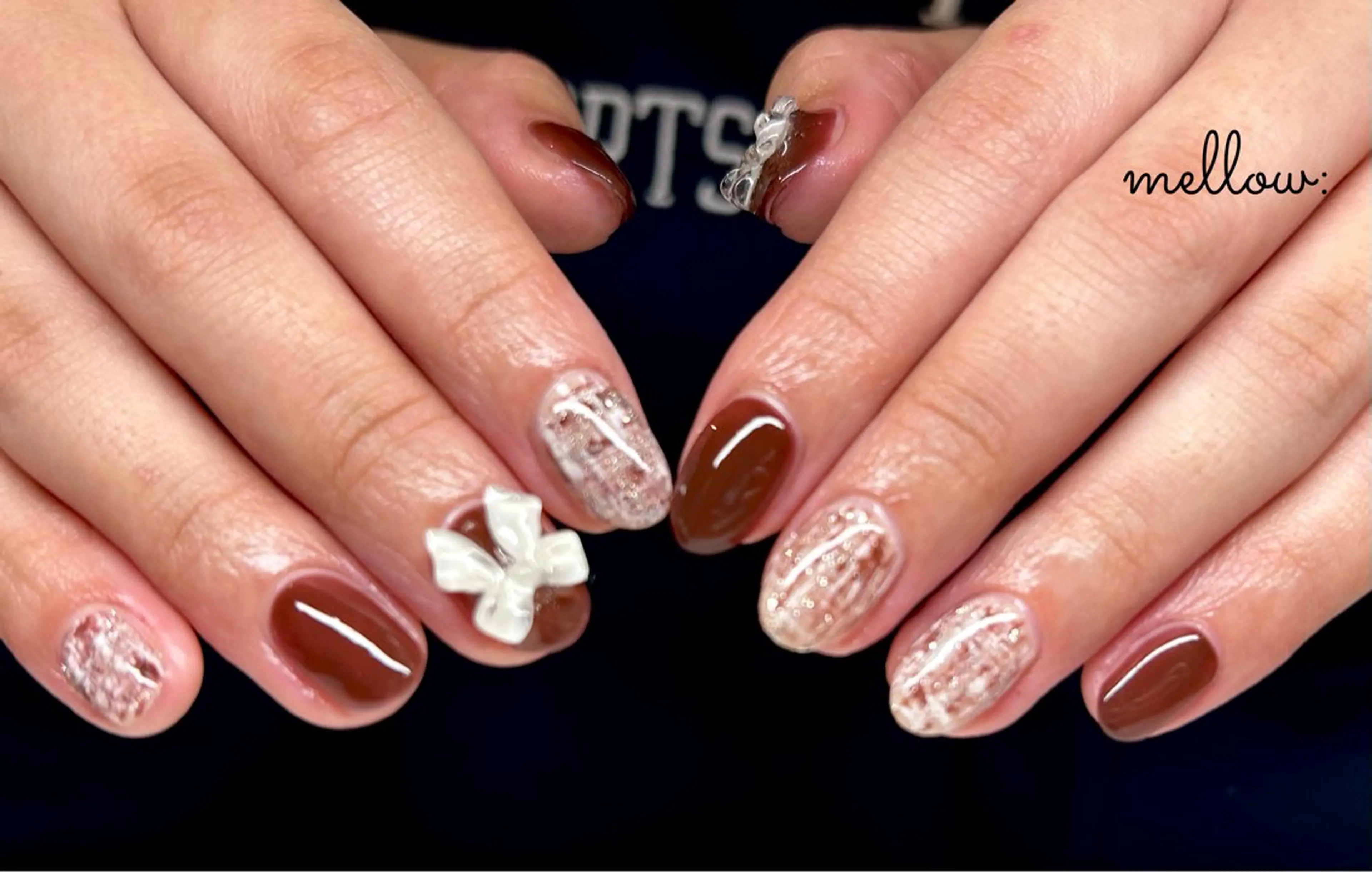 ネイル アートネイル mellow :所属・mellow:ｸﾙﾐ ﹡˖˟༝🎀˖˟ ༝のネイルデザイン