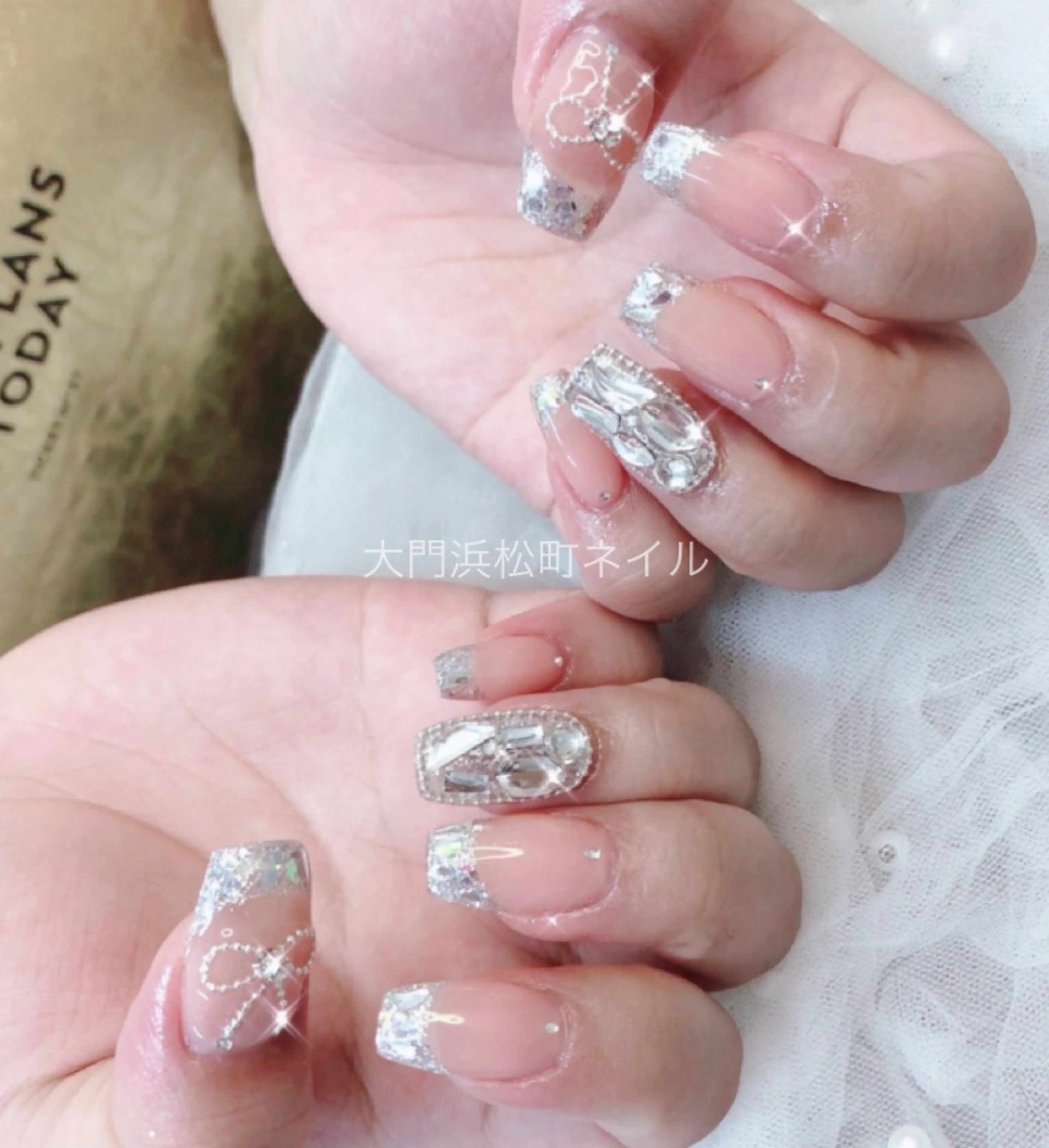 ネイル フットネイル フレンチネイル ガラスフレンチ ゴールド マグネットネイル ハンドネイル ハンドケア 大門浜松町 ネイルのネイルデザイン