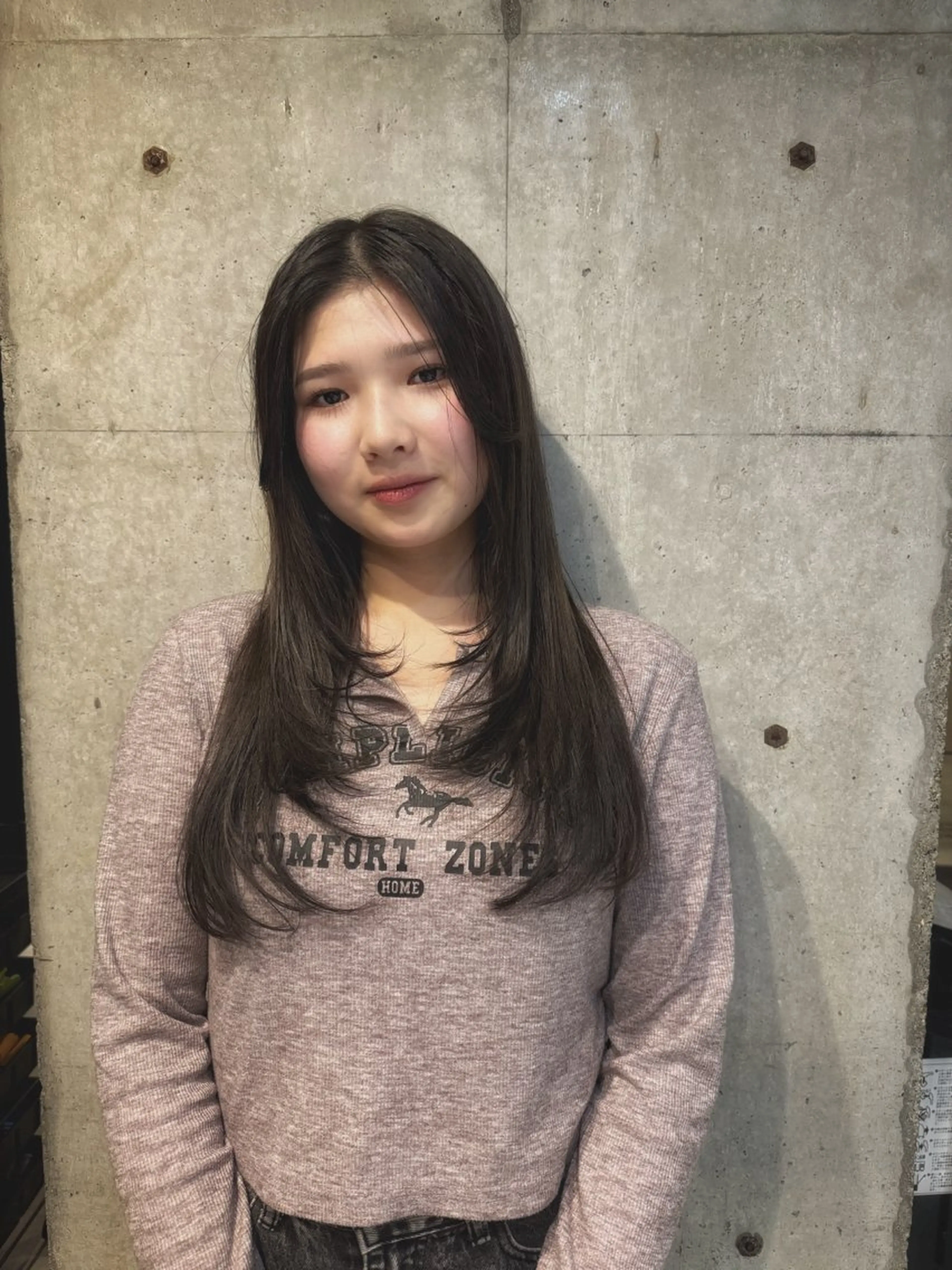 ロング カット トリートメント ベージュカラー/新潟 オリーブ/落合優吾のヘアスタイル