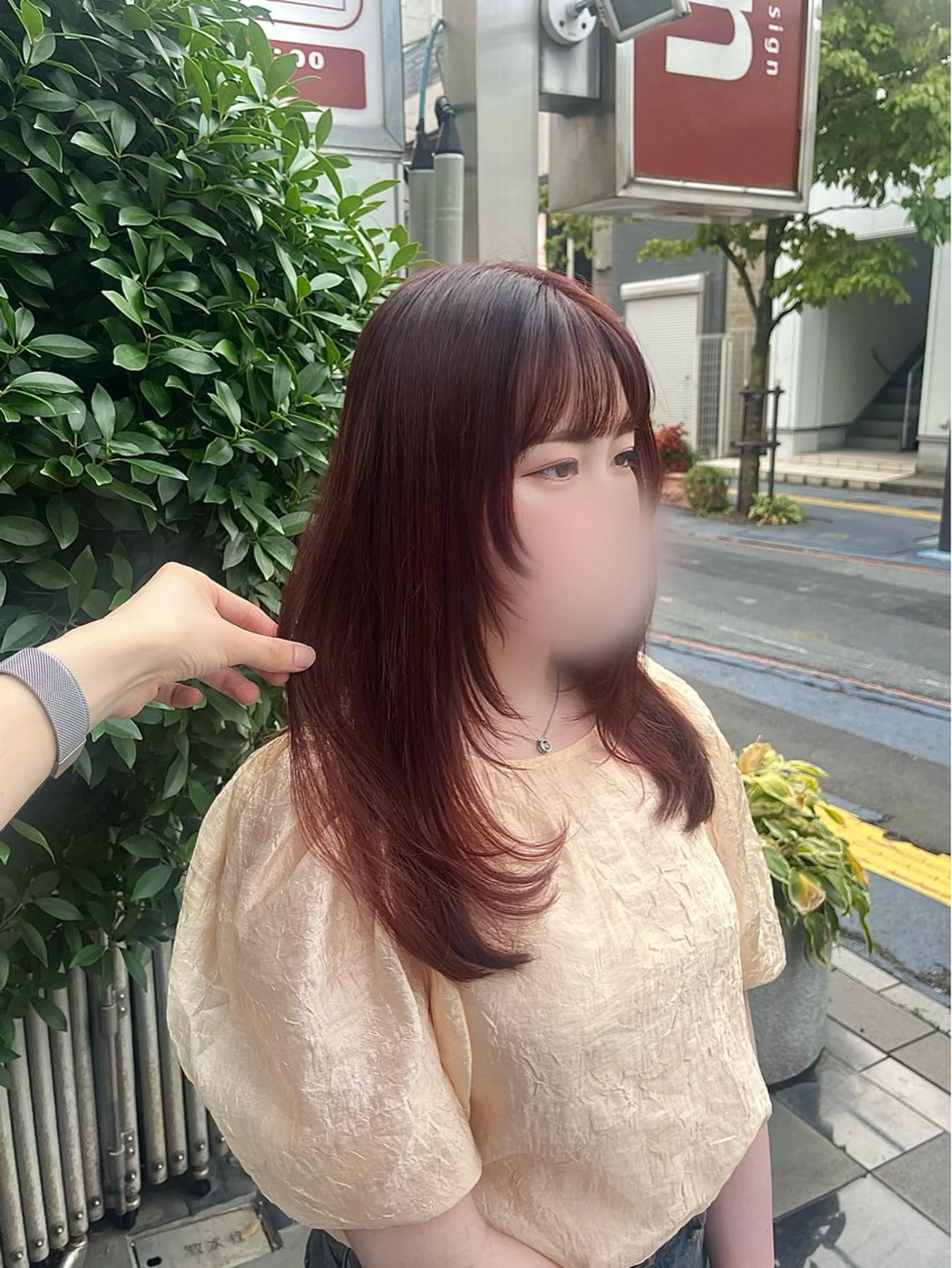ロング カラー ルビー レイヤーカット カット ヘアカラー トリートメント 💎森 ハリス誠一💎のヘアスタイル