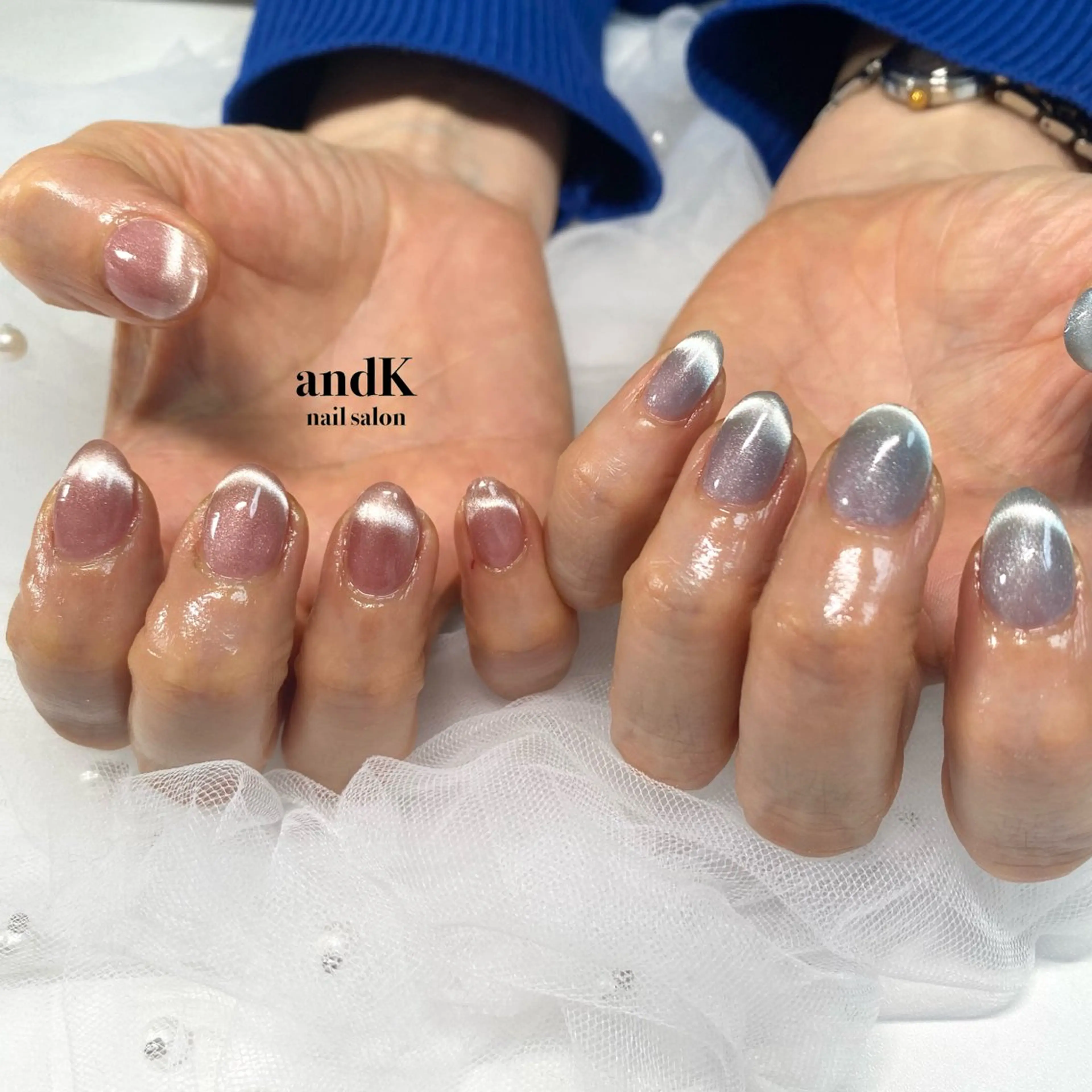 ネイル フレンチネイル マグネットネイル マグネットフレンチ andK nail salonのネイルデザイン
