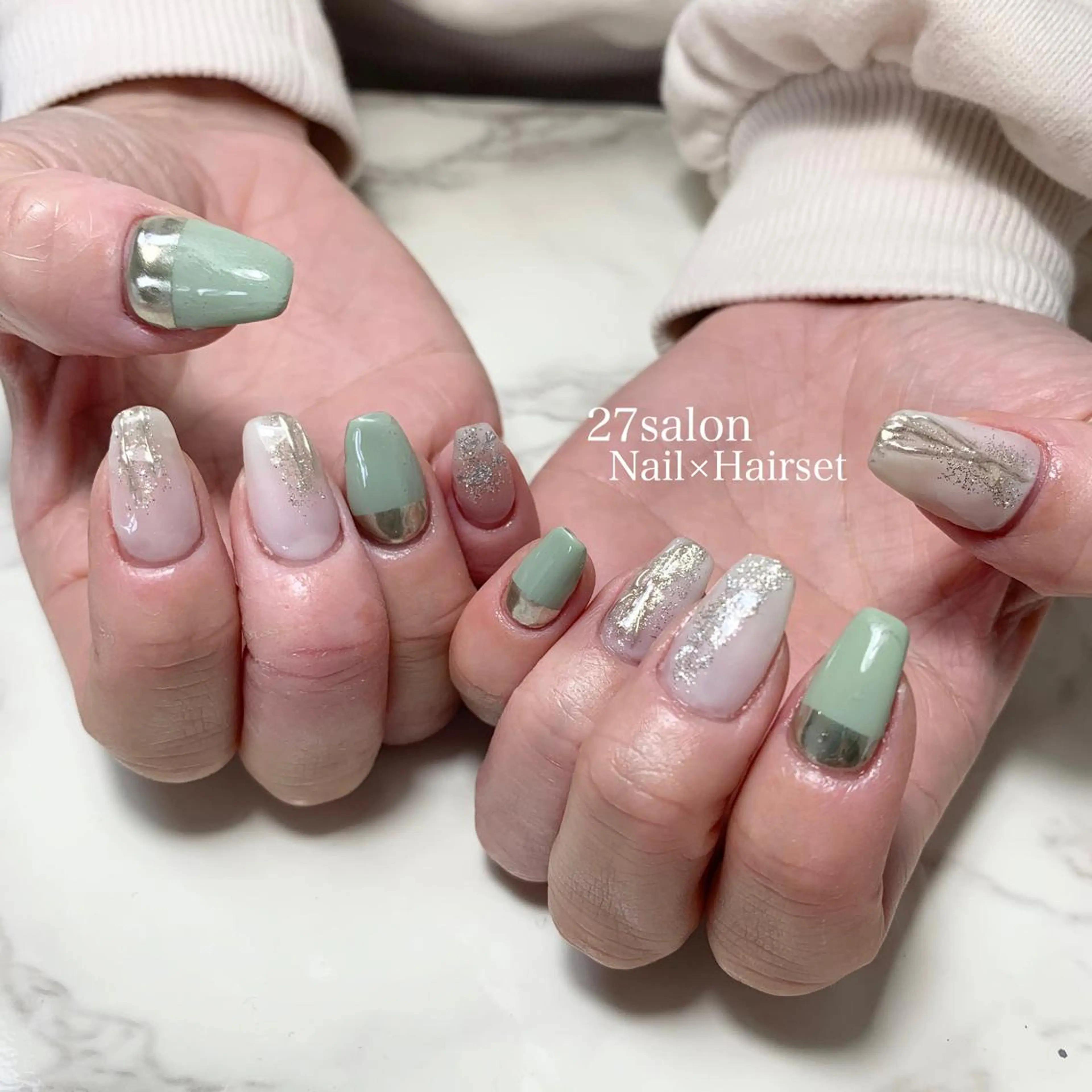 ネイル 入学式 ニュアンスネイル 春ネイル ハンドネイル 27salon yuinaのネイルデザイン