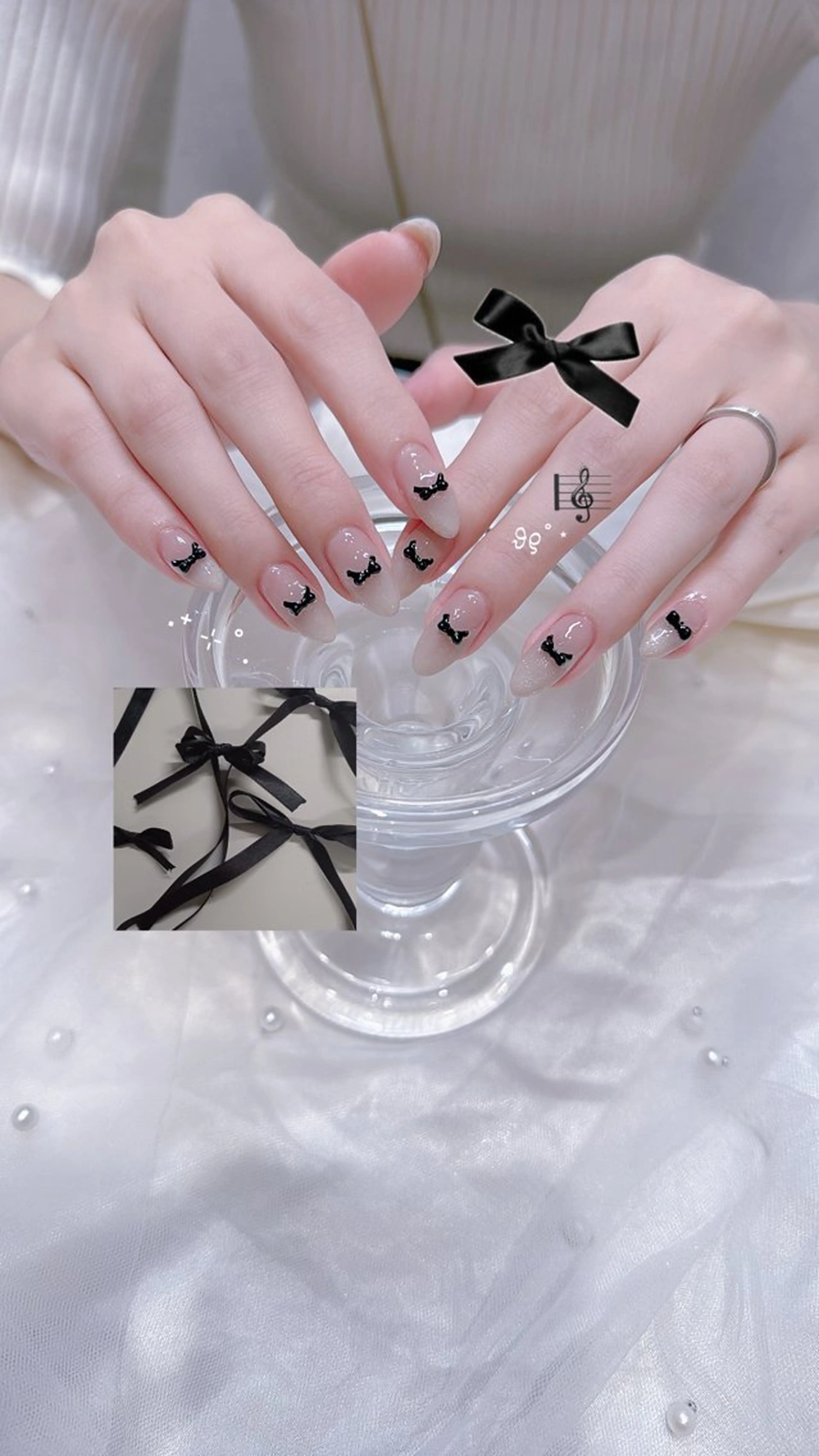 ネイル ラメ(グリッター) リボン ハンドネイル GOTODAYシェアサロン名古屋PARCO店所属・୨୧ ayakaのネイルデザイン
