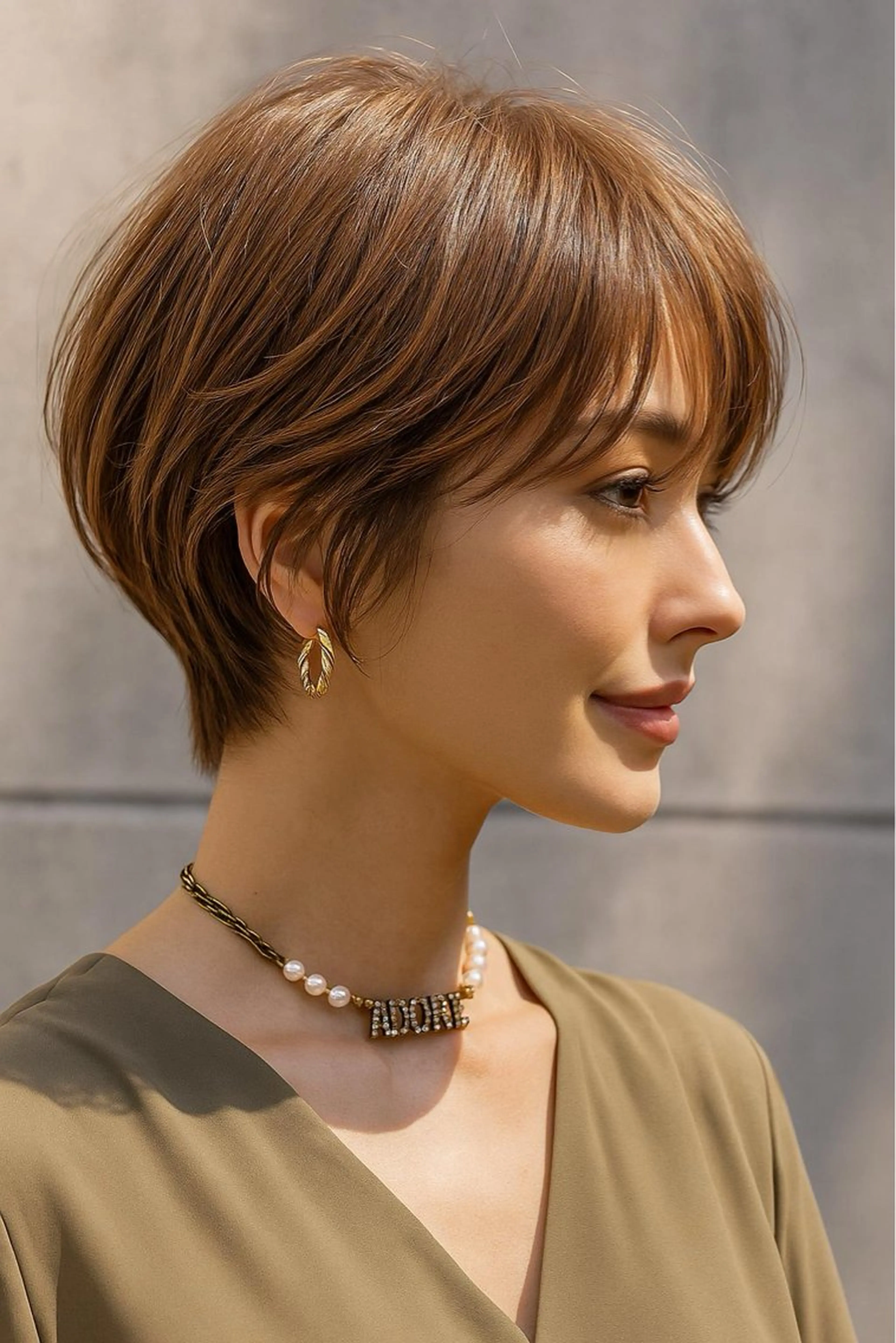 ショート カラー テラコッタ レイヤーカット ショートヘア カット ヘアカラー トリートメント さく/髪質改善× 縮毛矯正/町田のヘアスタイル