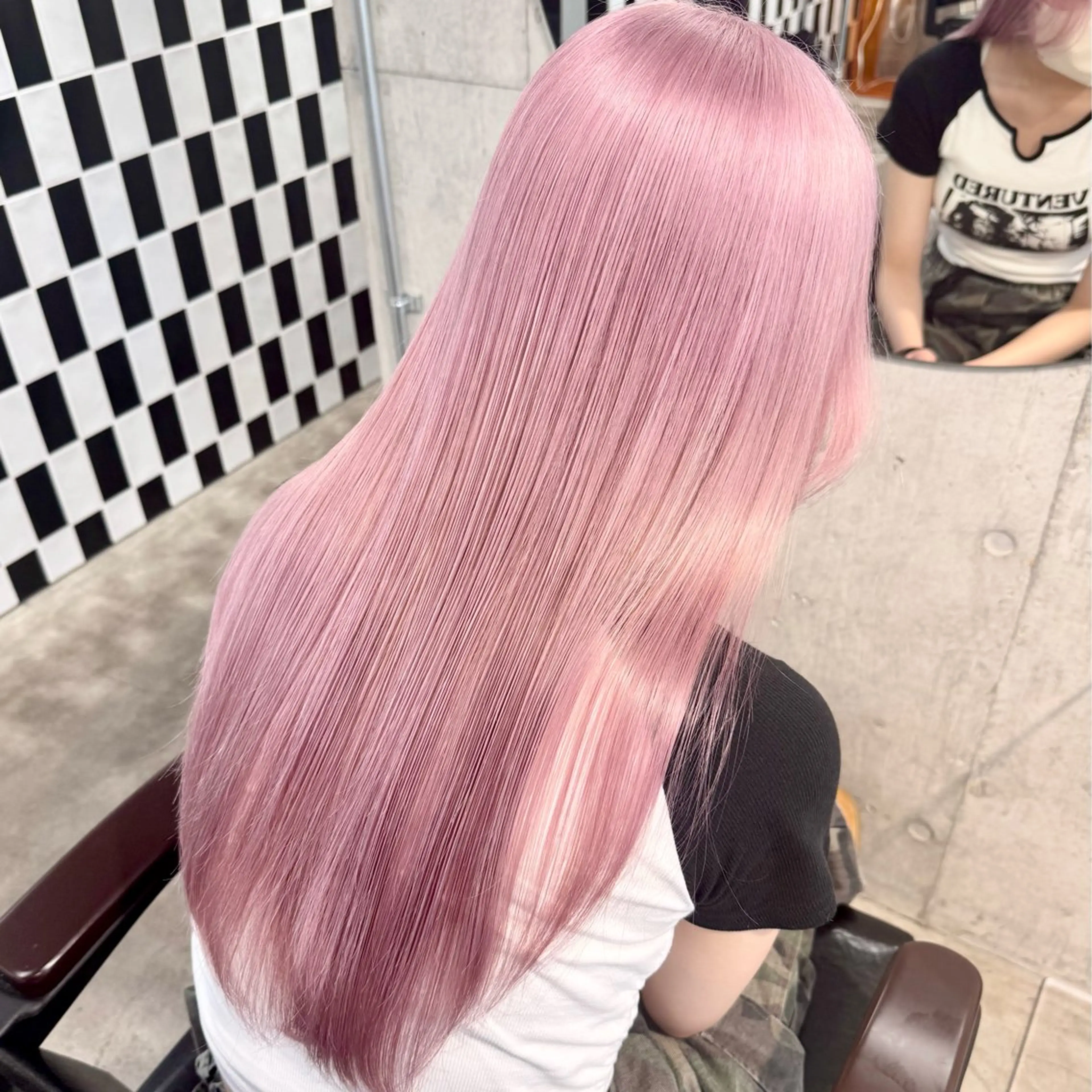 ロング カラー パーマ ヘアアレンジ メンズ キッズ ピンクカラー ホワイトピンク カット ヘアカラー トリートメント ハイトーン/ピンク 💗モモ໒꒱のヘアスタイル