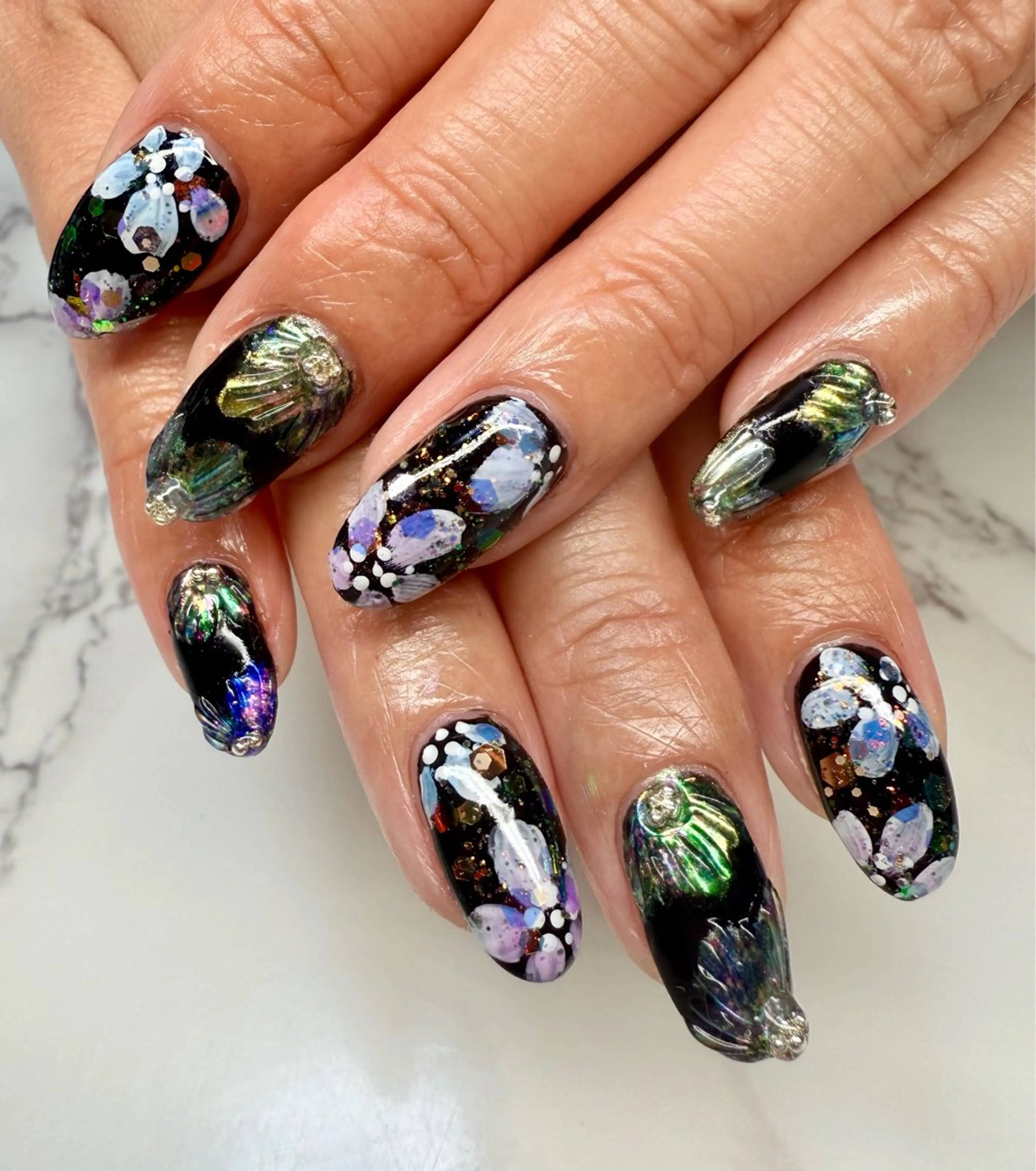 ネイル アートネイル チークネイル フレンチネイル 氷ネイル・うるうるネイル キラキラネイル M.N_ nailのネイルデザイン