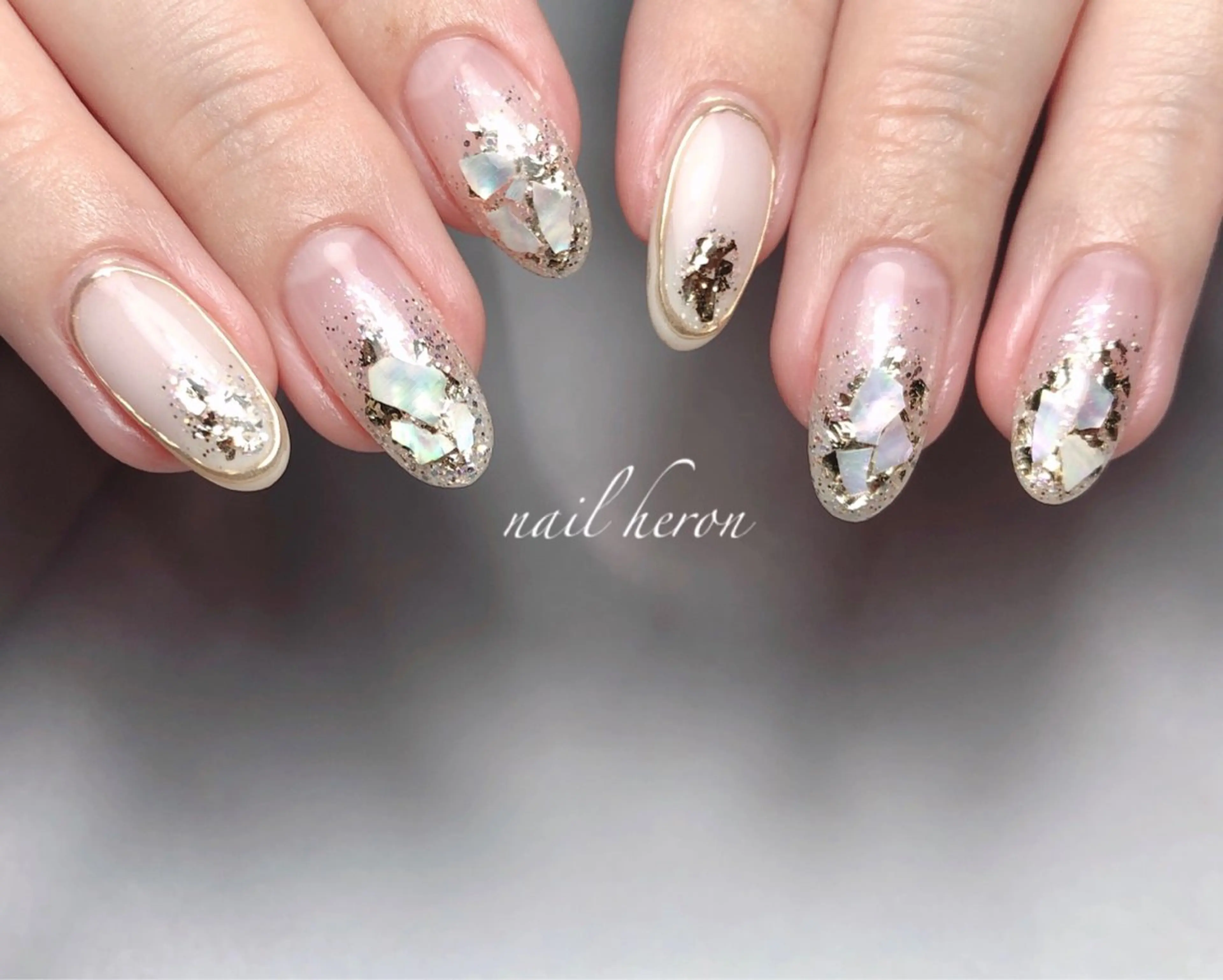 ネイル ゴールド ホワイト ハンドネイル nail heron所属・saki_ nail heronのその他イメージ
