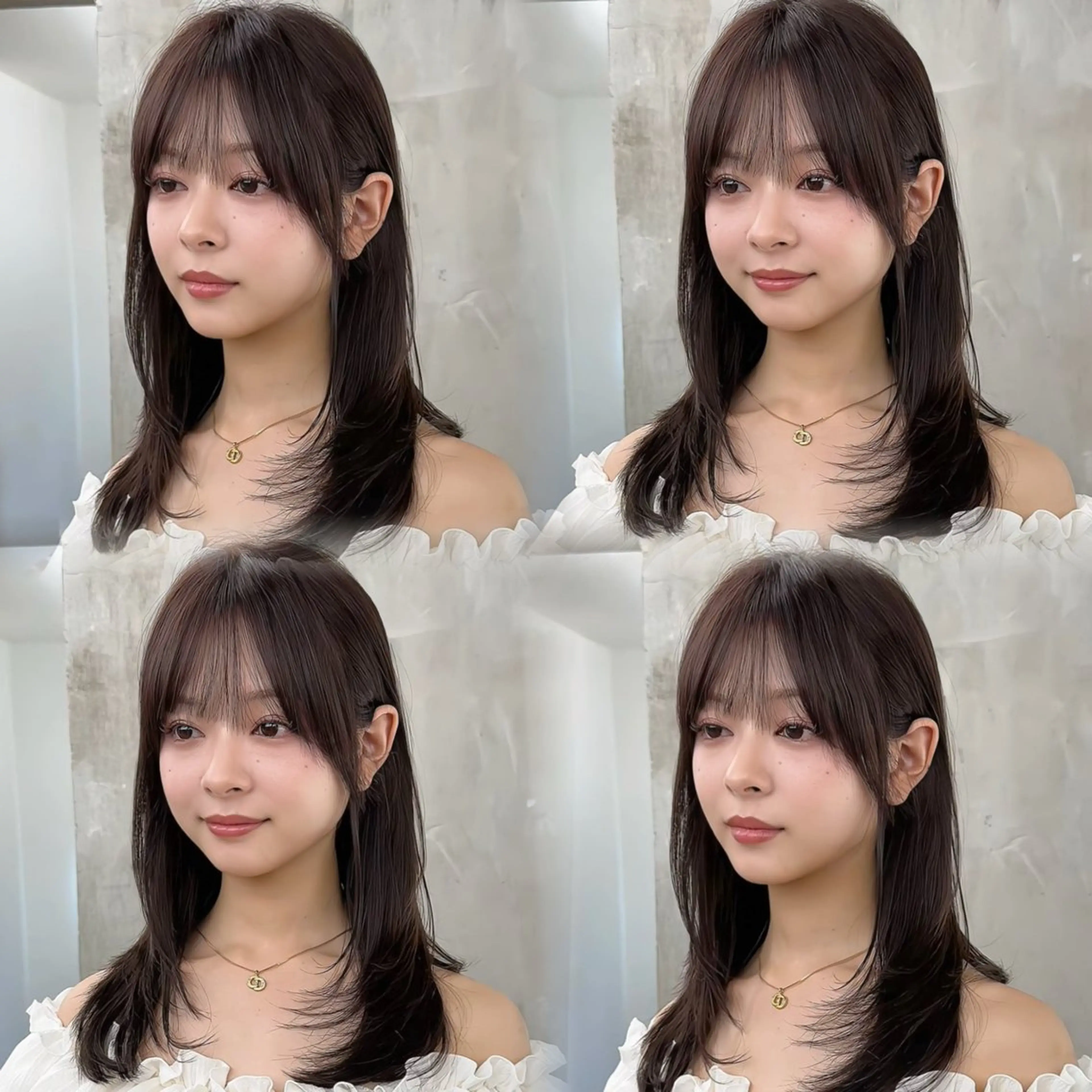 ミディアム カラー ミディアムレイヤー 顔周りカット レイヤーカット 顔周り/レイヤー/ ベージュ/みっきーのヘアスタイル