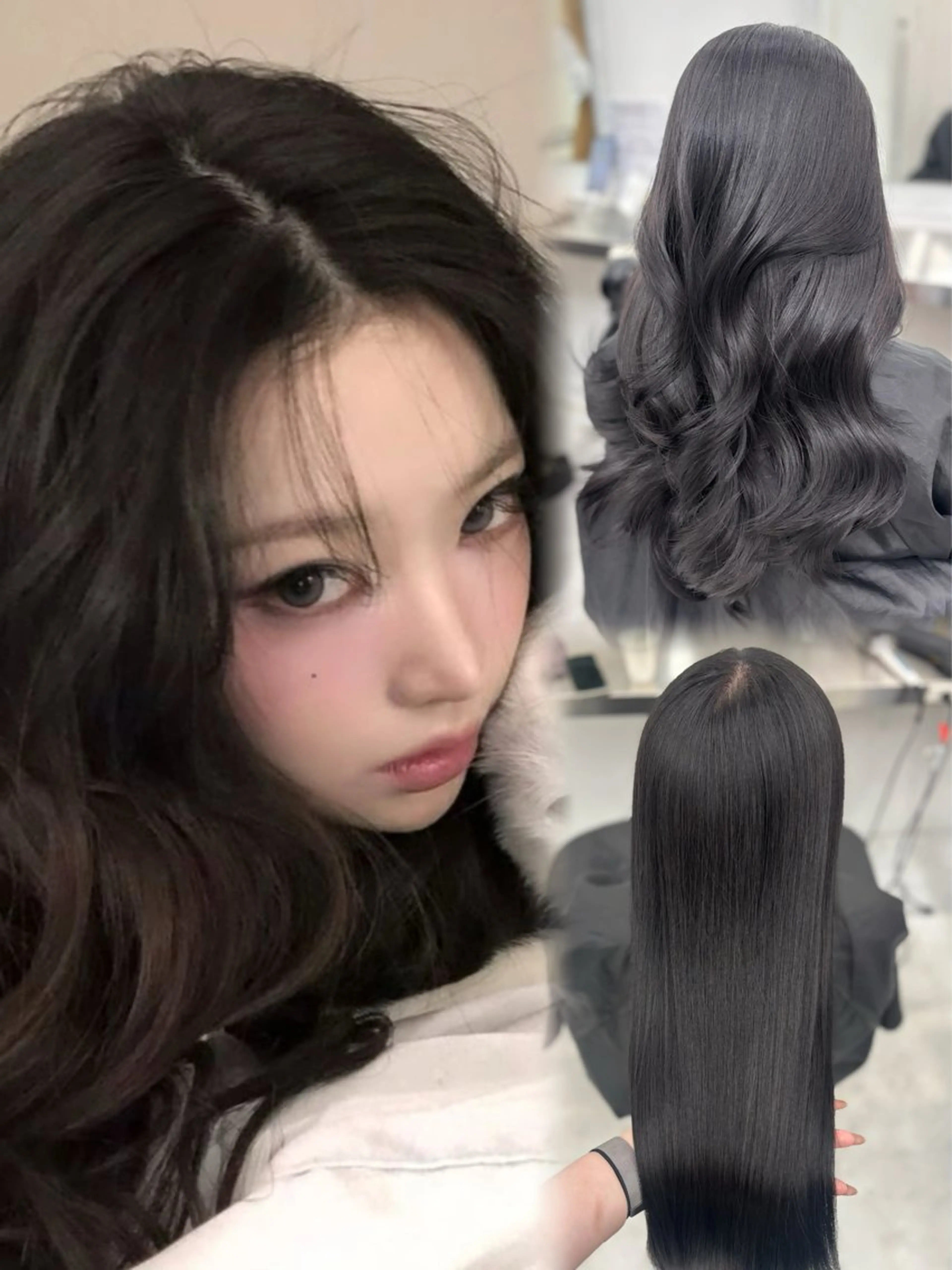 ロング カラー カット ヘアカラー 韓国風暗髪ヘア🤍 🫧MIREIのヘアスタイル