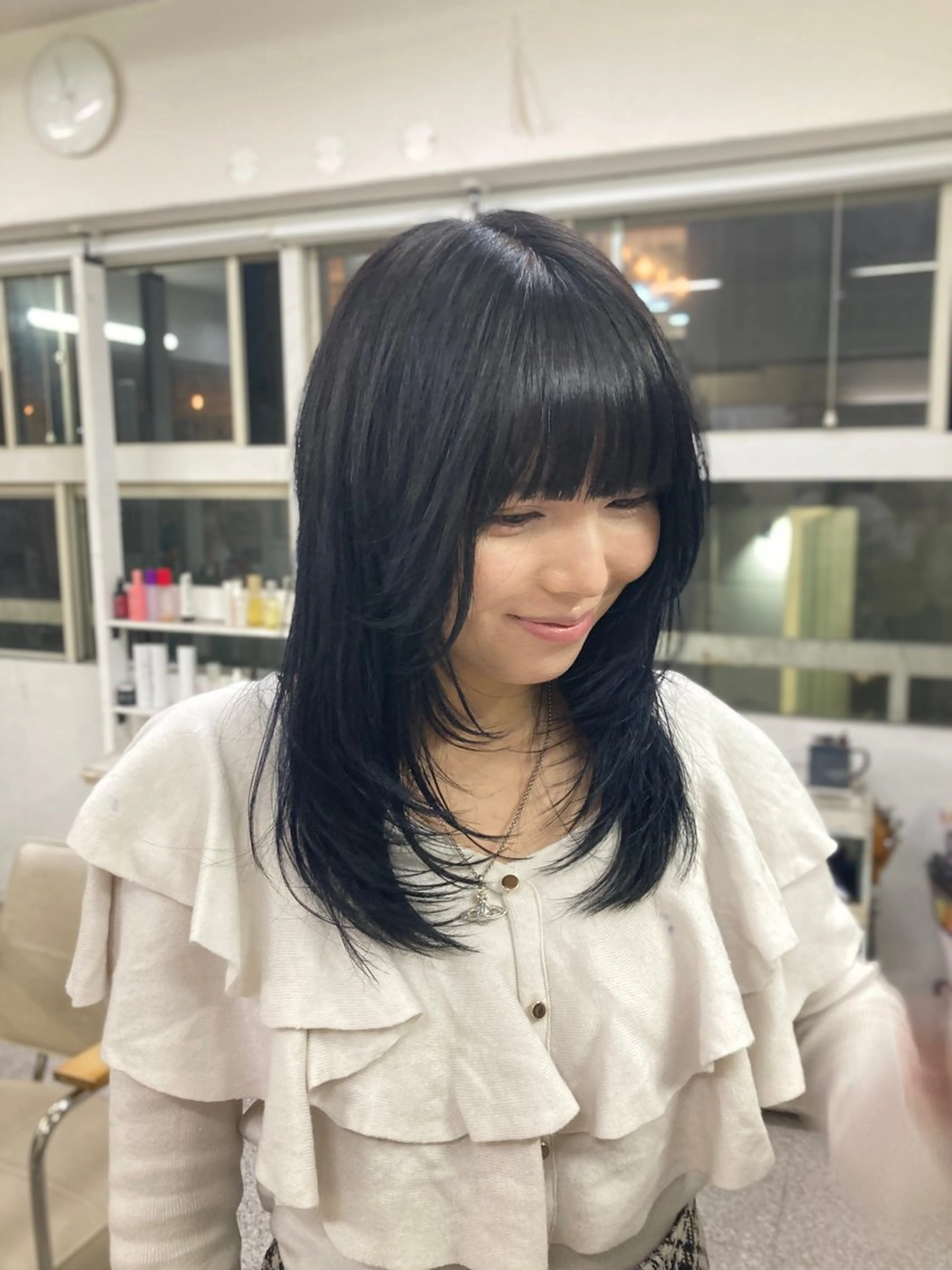 ミディアム 顔周りカット レイヤーカット 似合わせカット ウルフカット カット ウルフ/レイヤー エクステ/kokiのヘアスタイル