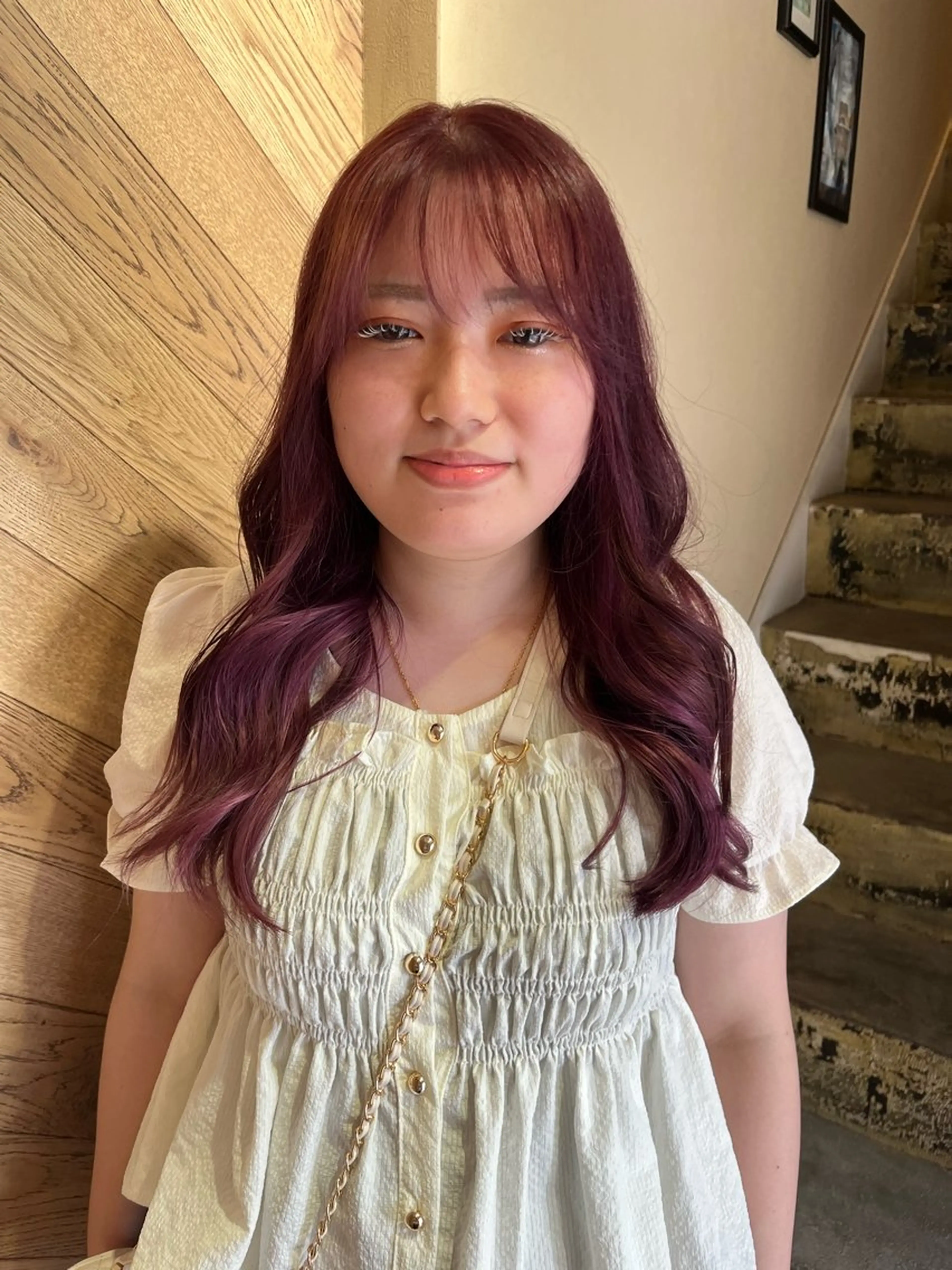 ロング カラー ブリーチ ラベンダーカラー ピンクカラー ピンクラベンダー カット ヘアカラー FERIA あべの yumeho🍭のヘアスタイル