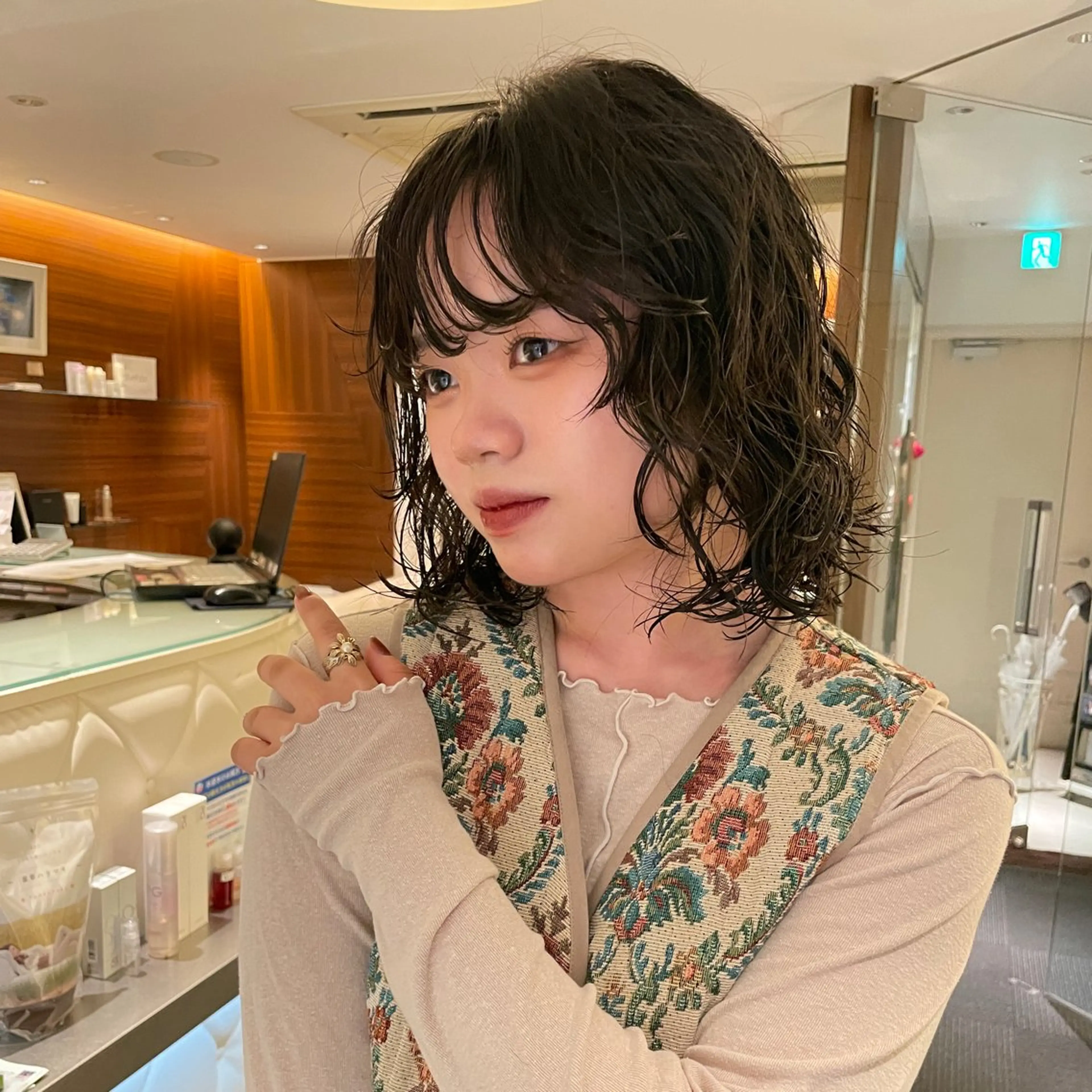 セミロング セミロングパーマ モデル募集/清水 レイヤーパーマのヘアスタイル