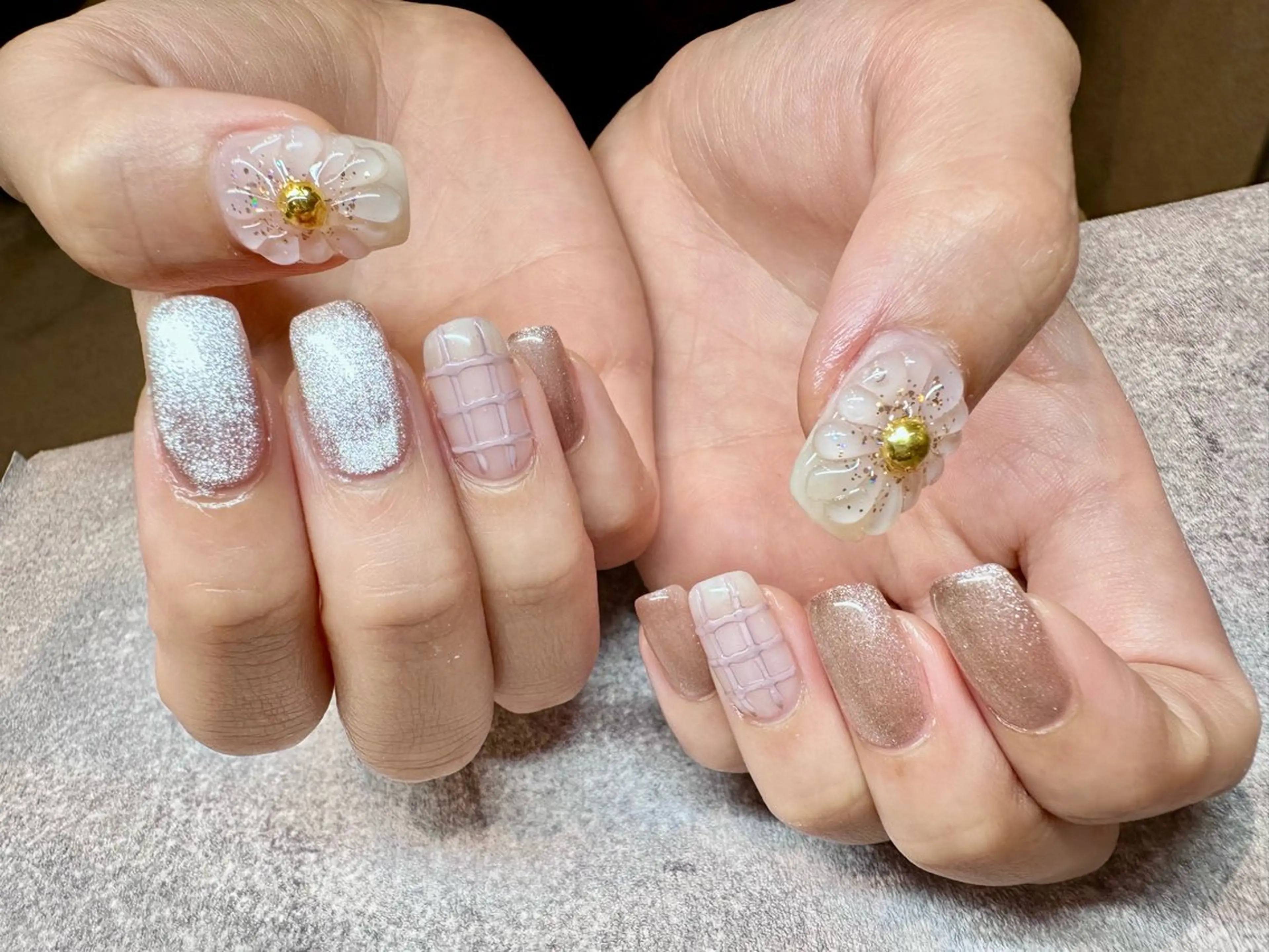 ネイル ぷっくりネイル パープル ハンドネイル NISHIOKA FUKUMIのネイルデザイン