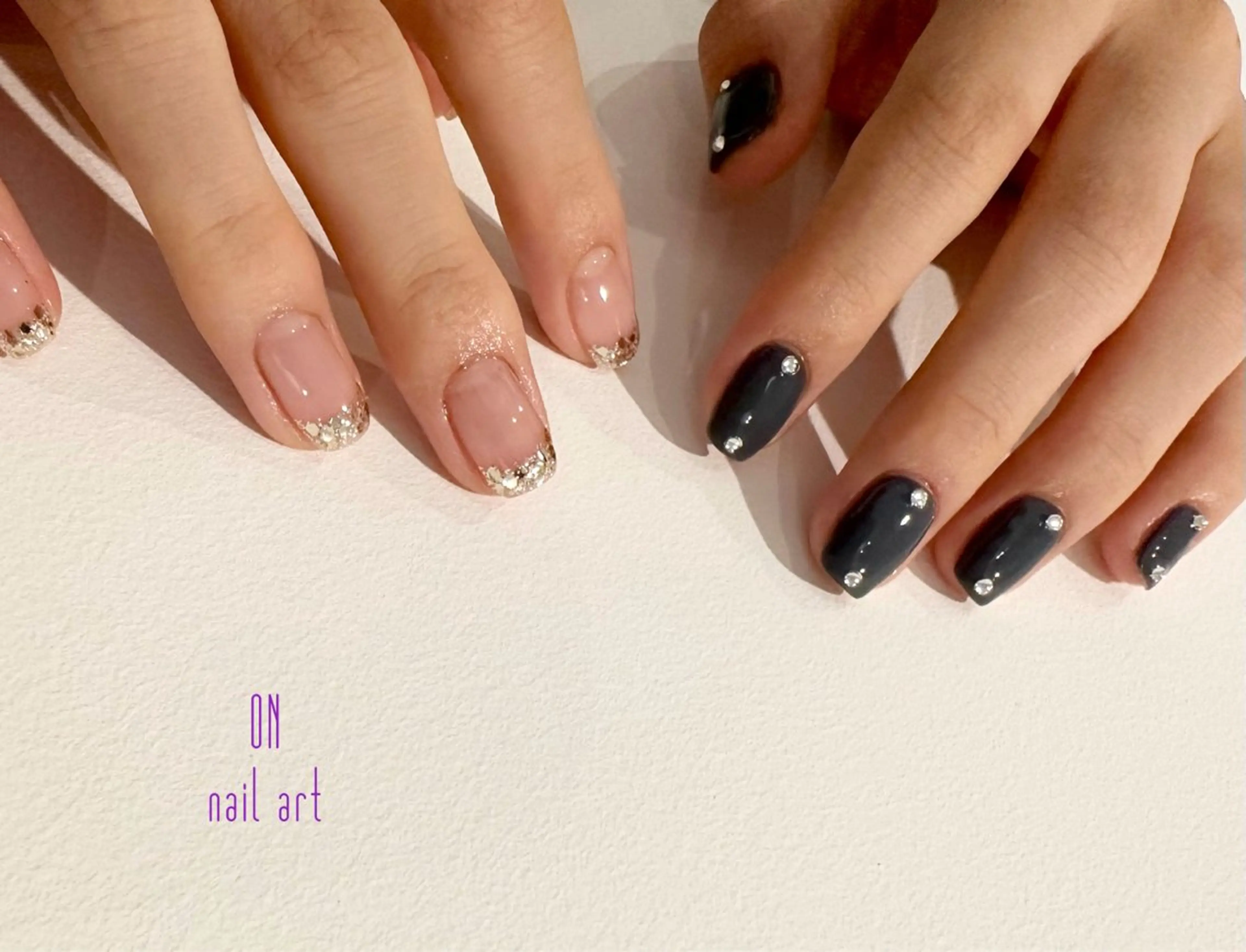 ネイル フレンチネイル キラキラネイル ON nail artのネイルデザイン