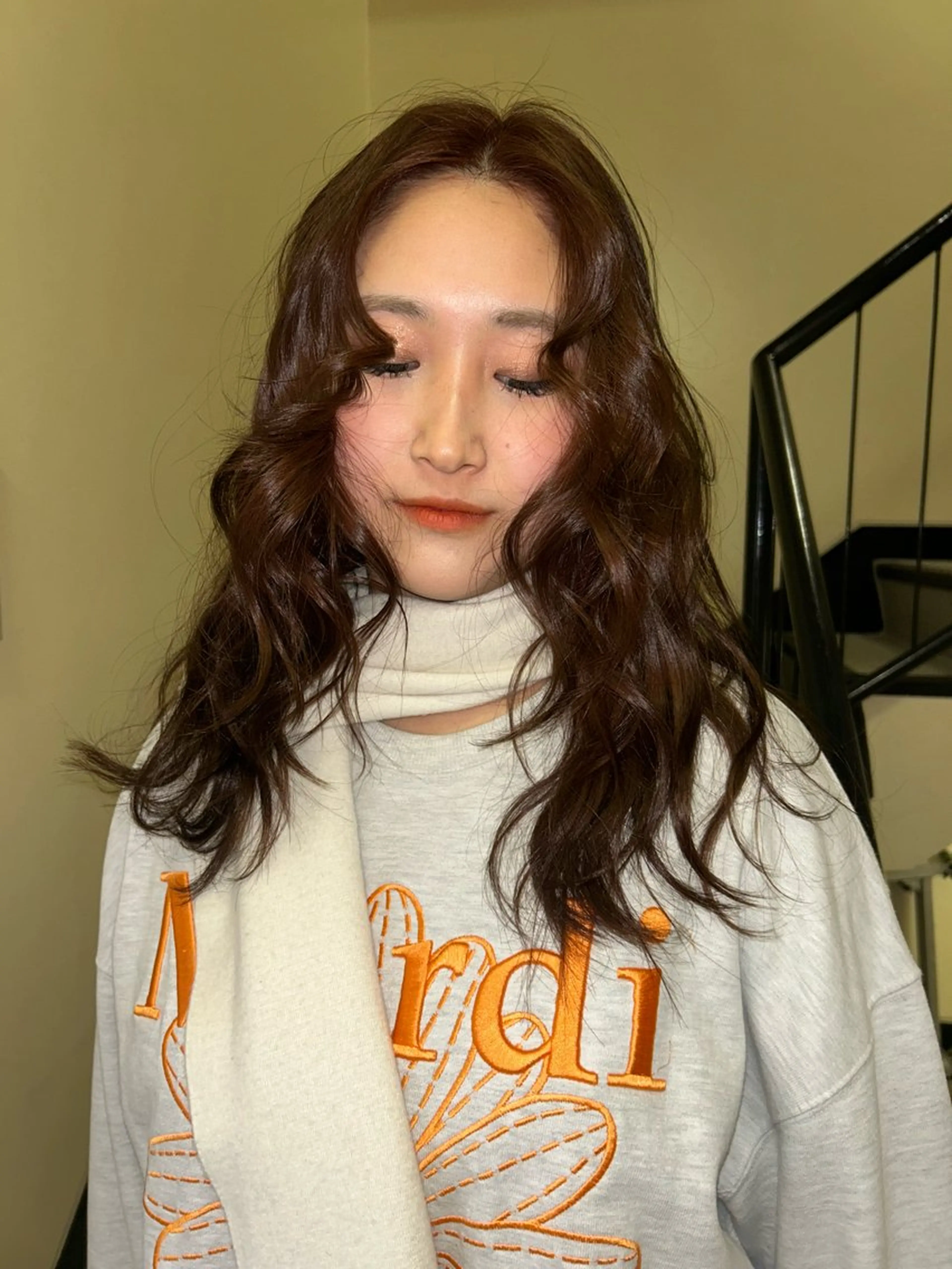 ロング カラー ブラウンカラー オレンジ ヘアカラー トリートメント ☕️結【suii.】 ボブ/ヘアセット☕️のヘアスタイル