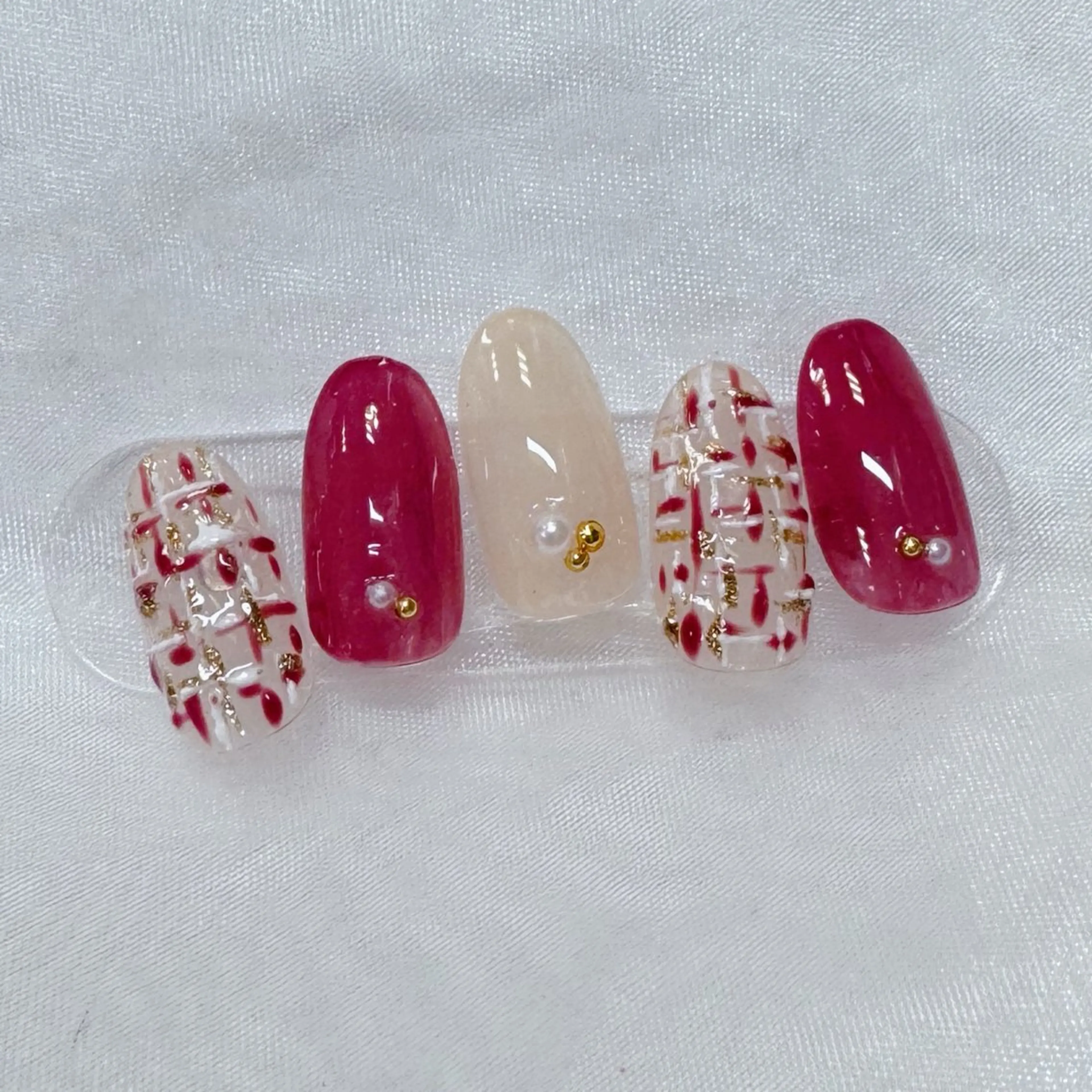 ネイル ピンク ツイードネイル 冬ネイル maruyasu. yのネイルデザイン